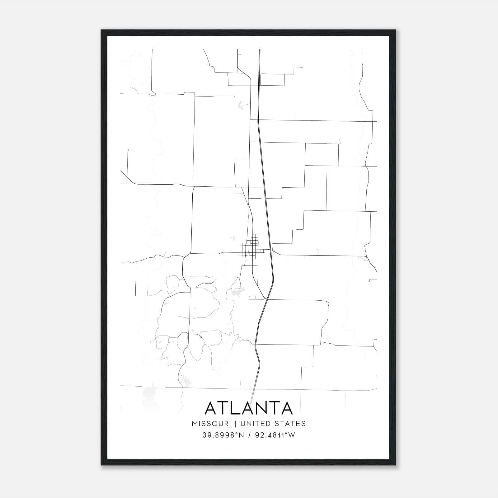 Atlanta Missouri Map Poster, Modern Home Decor Wall Art Print Atlanta Missouri Map Poster, Modern Home Decor Wall Art Print