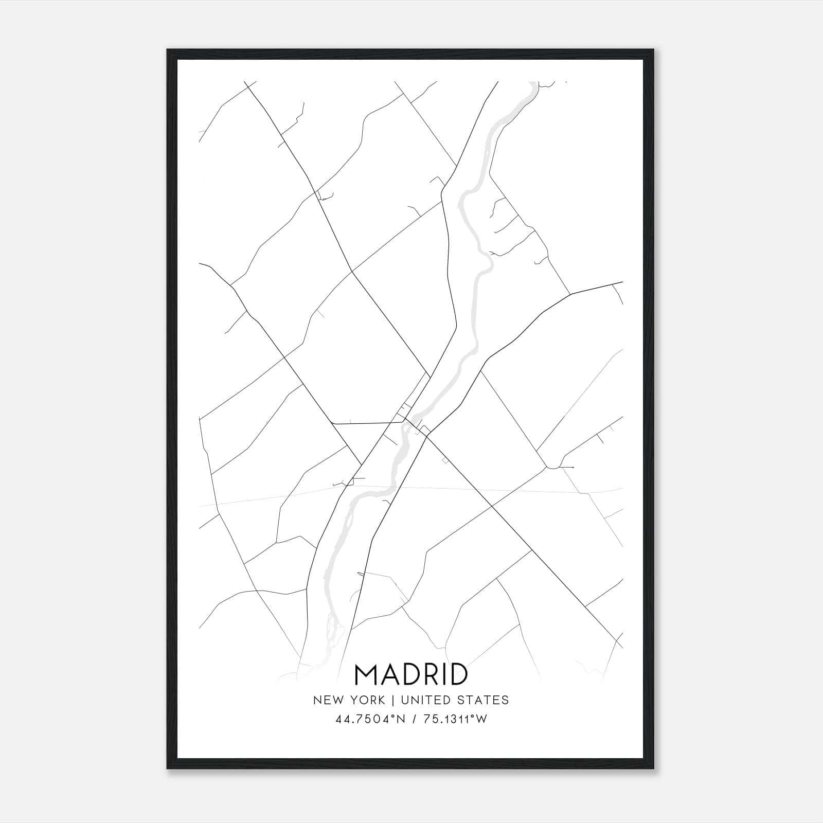 Madrid New York Map Poster, Modern Home Decor Wall Art Print Madrid New York Map Poster, Modern Home Decor Wall Art Print