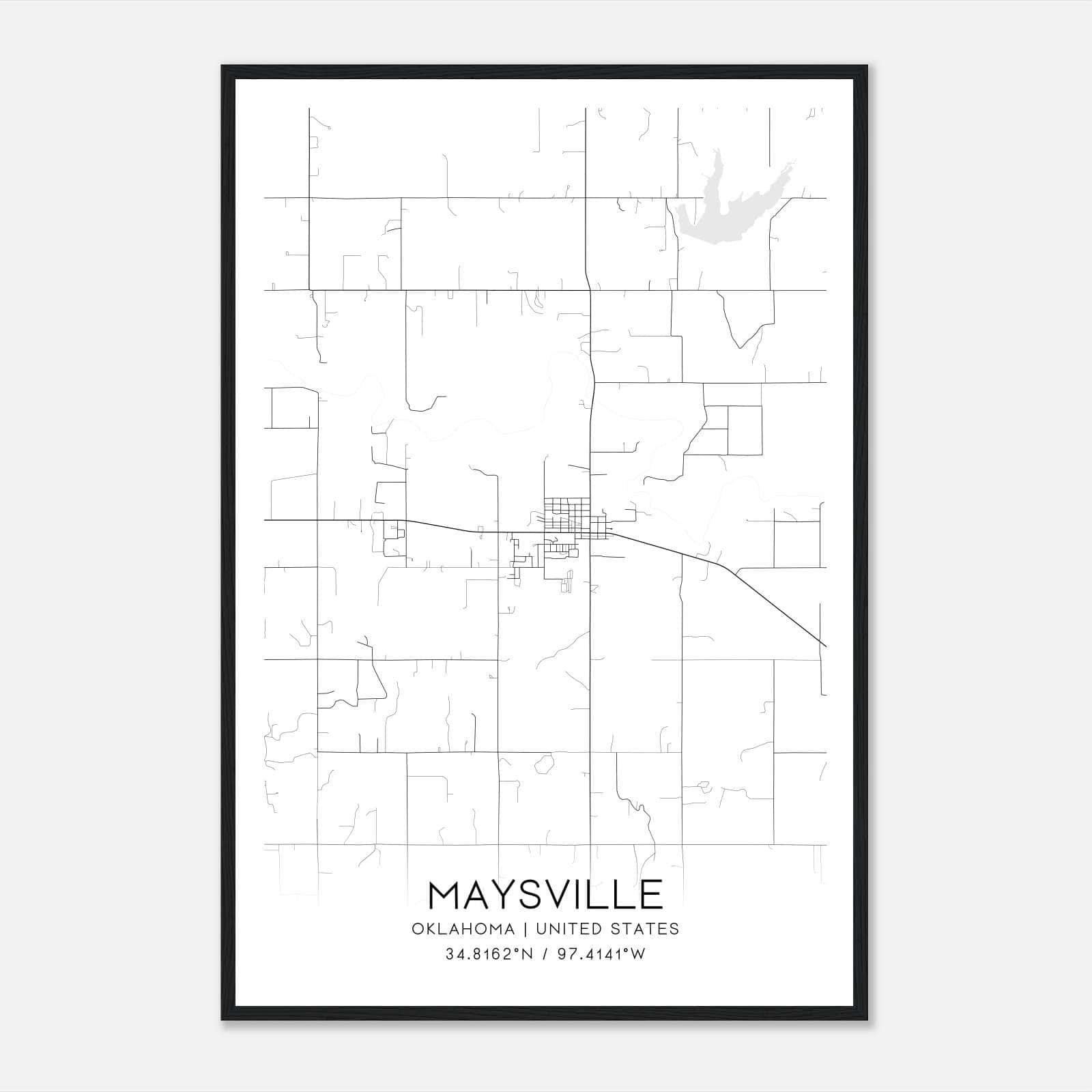 Maysville Oklahoma Map Poster, Modern Home Decor Wall Art Print Maysville Oklahoma Map Poster, Modern Home Decor Wall Art Print