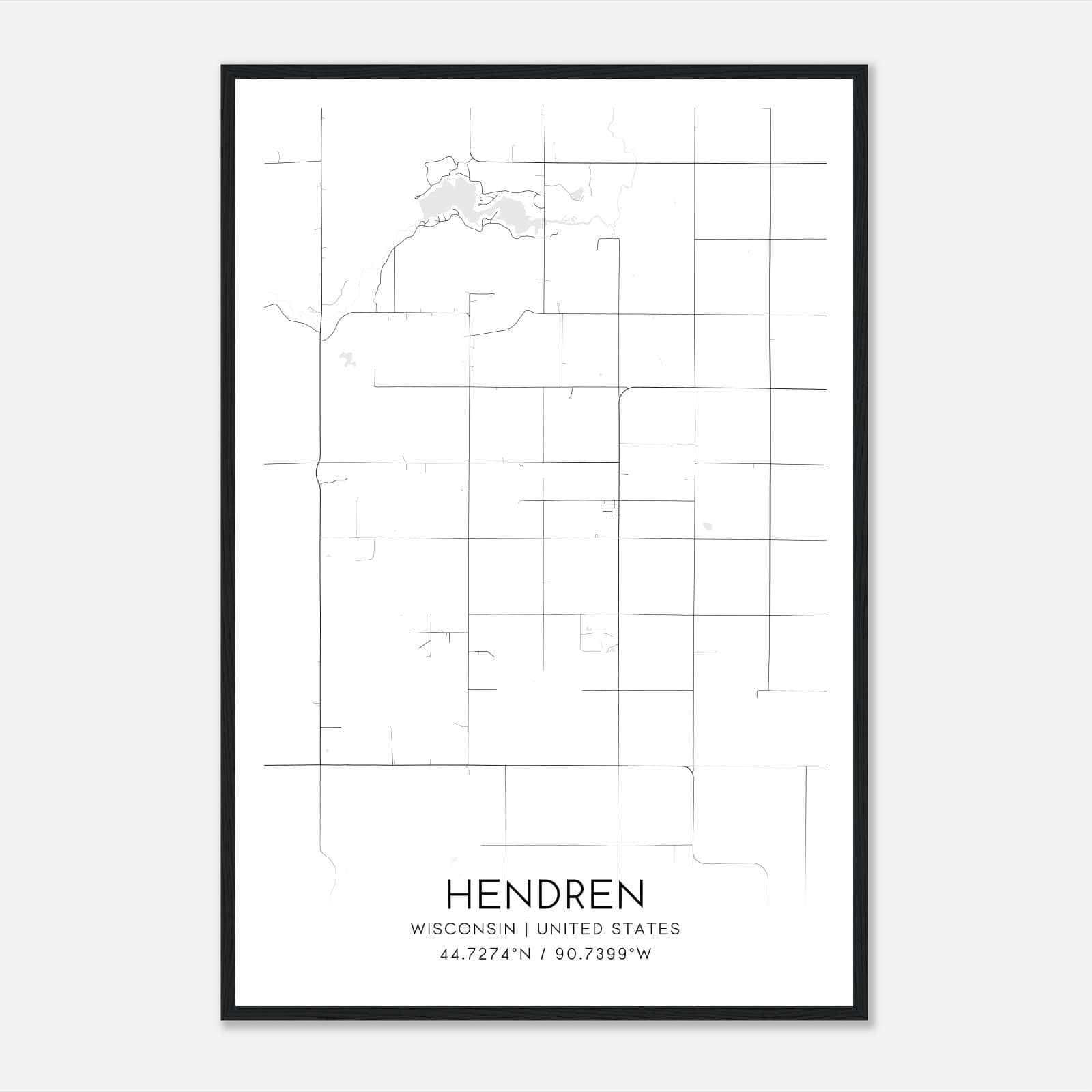Hendren Wisconsin Map Poster, Modern Home Decor Wall Art Print Hendren Wisconsin Map Poster, Modern Home Decor Wall Art Print