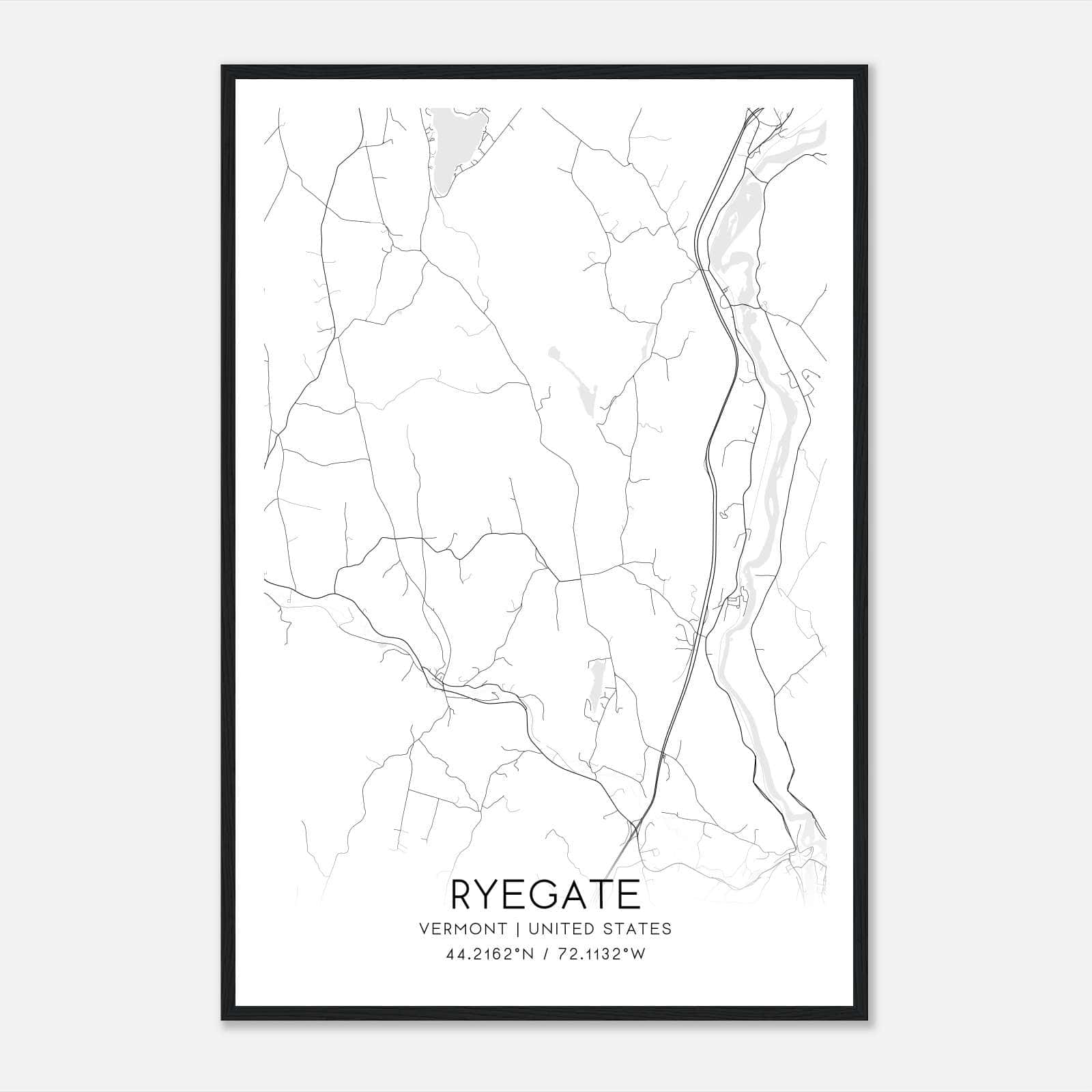 Ryegate Vermont Map Poster, Modern Home Decor Wall Art Print Ryegate Vermont Map Poster, Modern Home Decor Wall Art Print