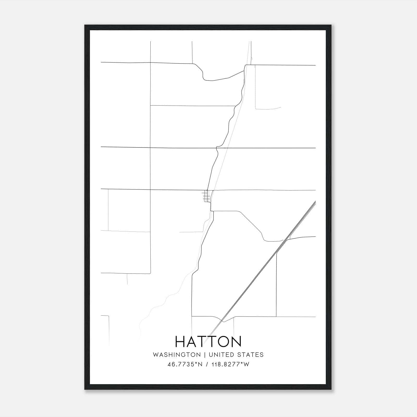 Hatton Washington Map Poster, Modern Home Decor Wall Art Print Hatton Washington Map Poster, Modern Home Decor Wall Art Print