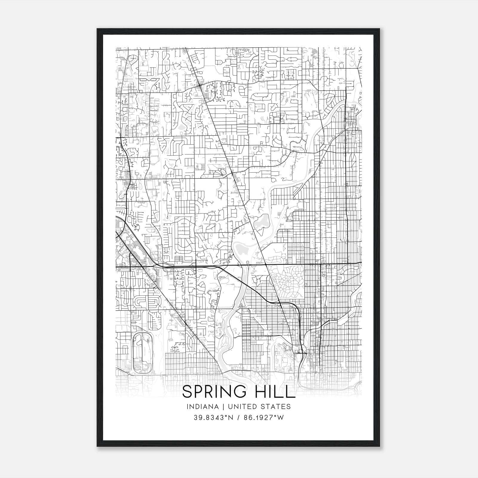 Spring Hill Indiana Map Poster, Modern Home Decor Wall Art Print Spring Hill Indiana Map Poster, Modern Home Decor Wall Art Print