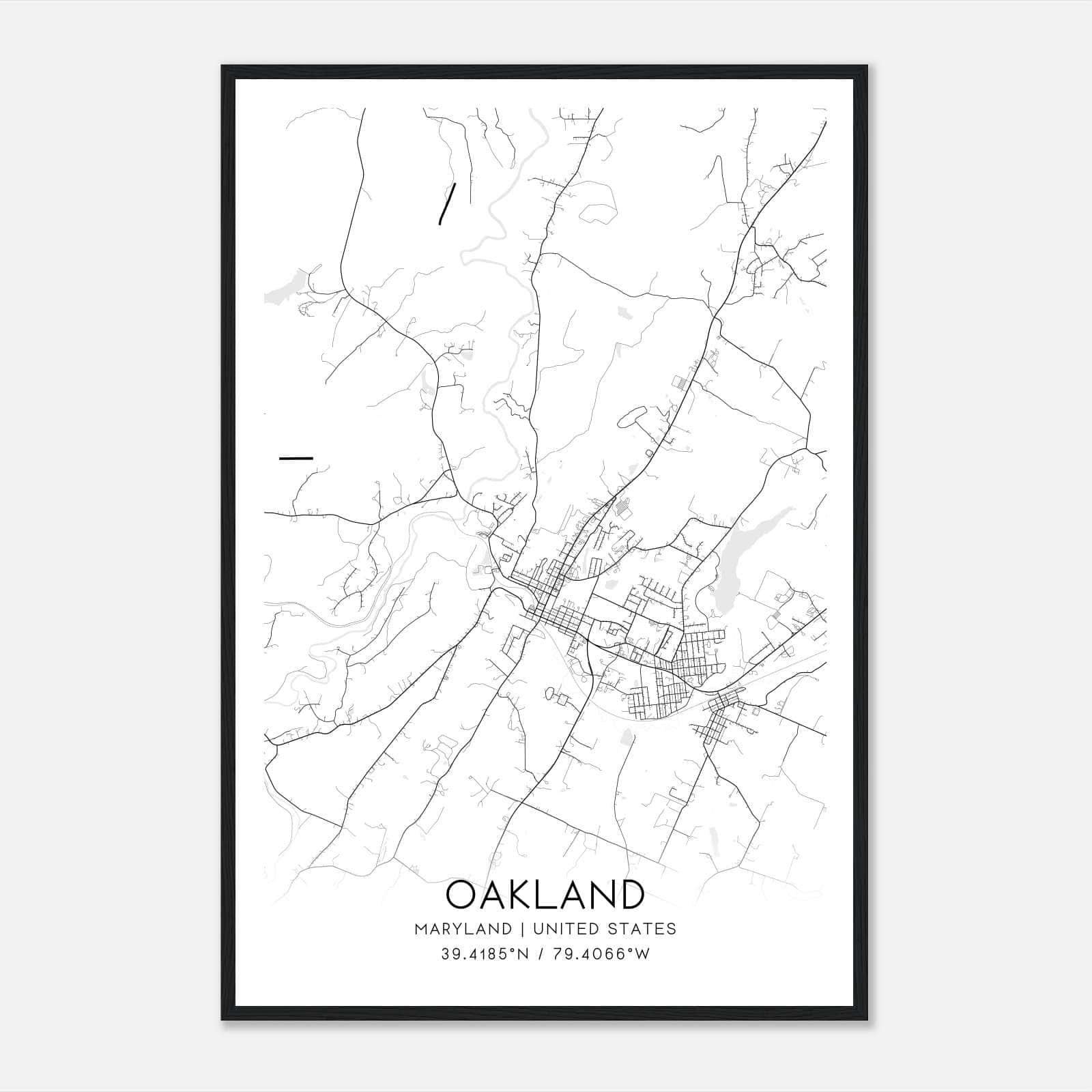 Oakland Maryland Map Poster, Modern Home Decor Wall Art Print Oakland Maryland Map Poster, Modern Home Decor Wall Art Print