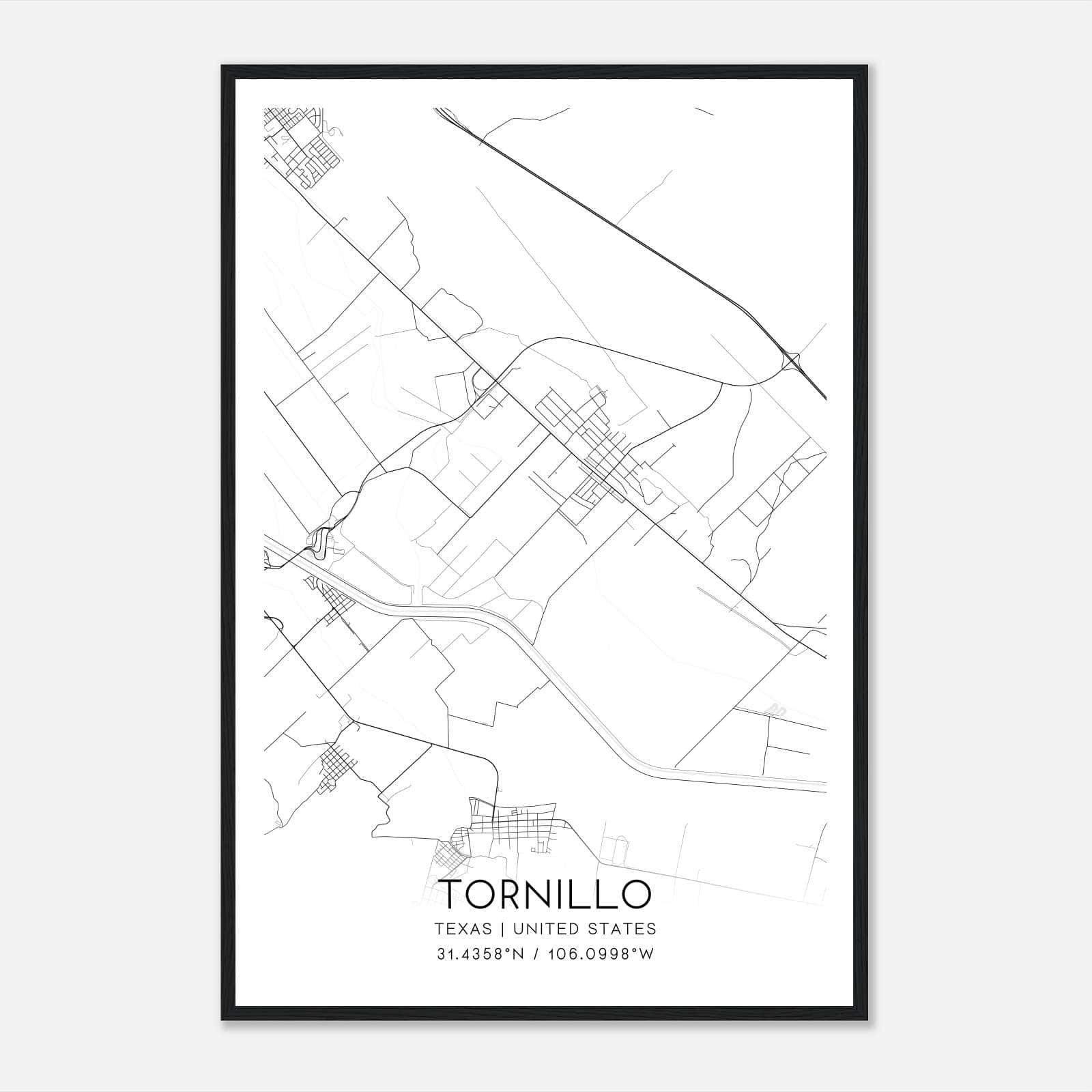 Tornillo Texas Map Poster, Modern Home Decor Wall Art Print Tornillo Texas Map Poster, Modern Home Decor Wall Art Print