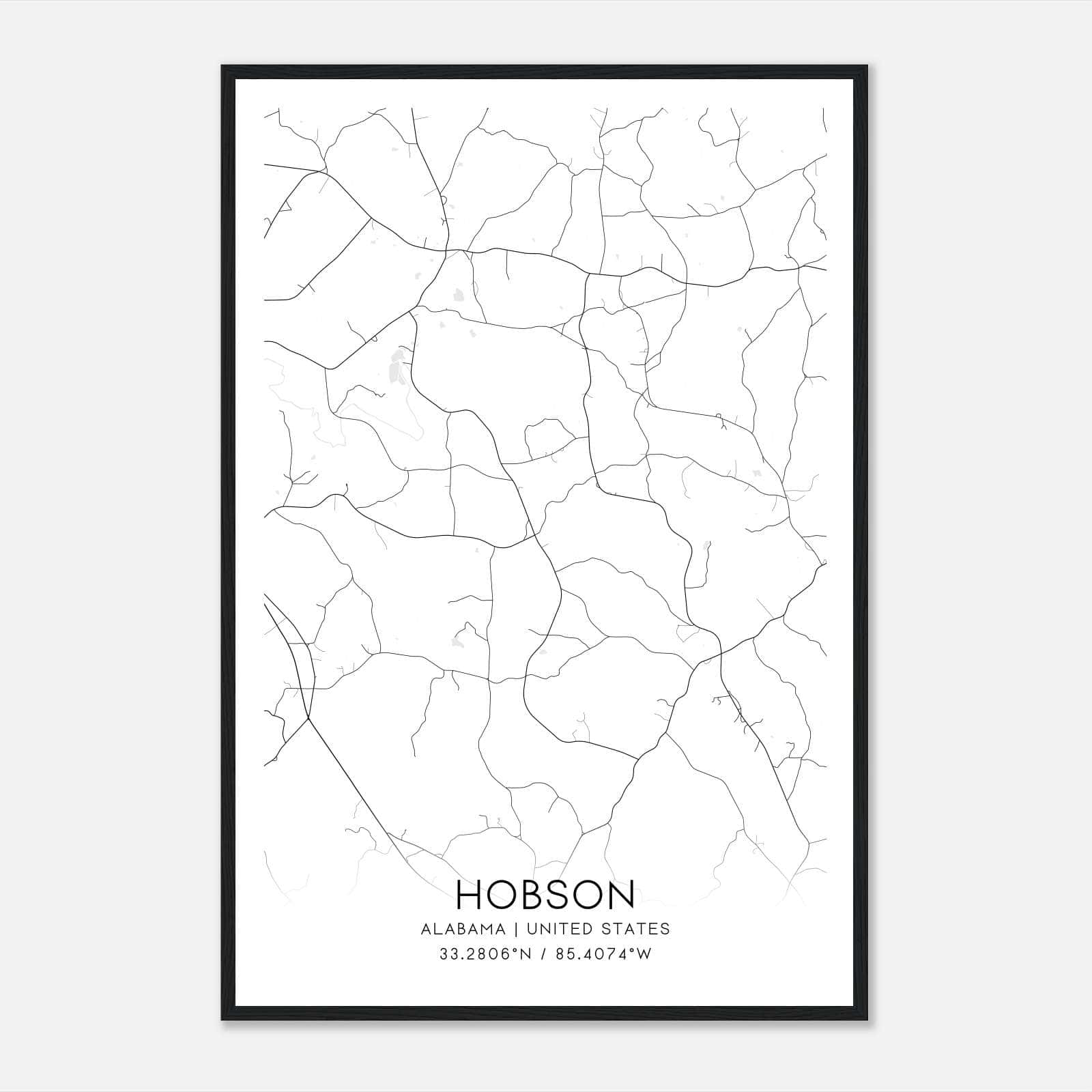 Hobson Alabama Map Poster, Modern Home Decor Wall Art Print Hobson Alabama Map Poster, Modern Home Decor Wall Art Print