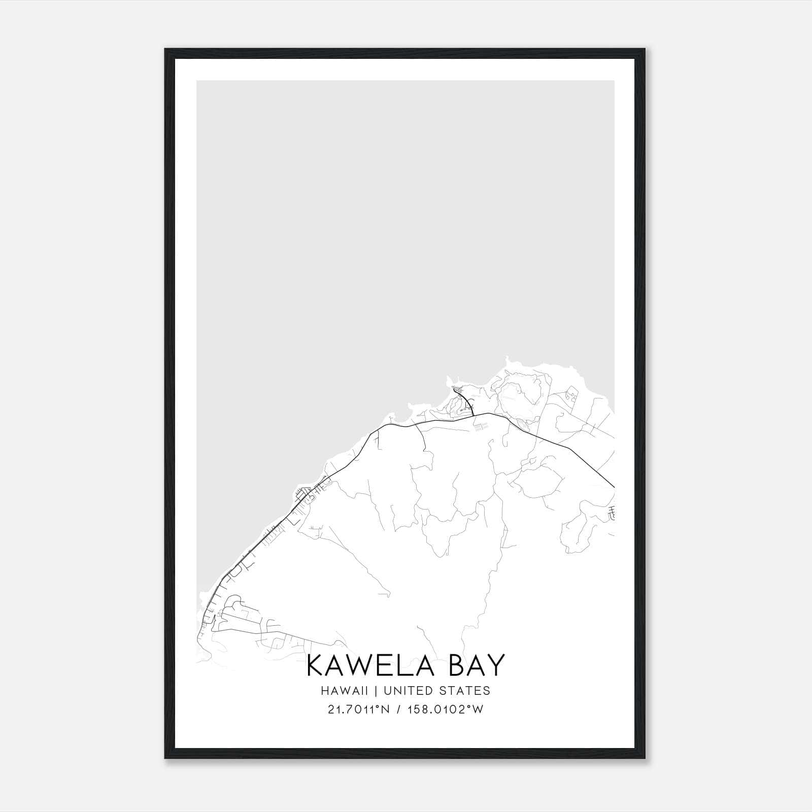Kawela Bay Hawaii Map Poster, Modern Home Decor Wall Art Print Kawela Bay Hawaii Map Poster, Modern Home Decor Wall Art Print