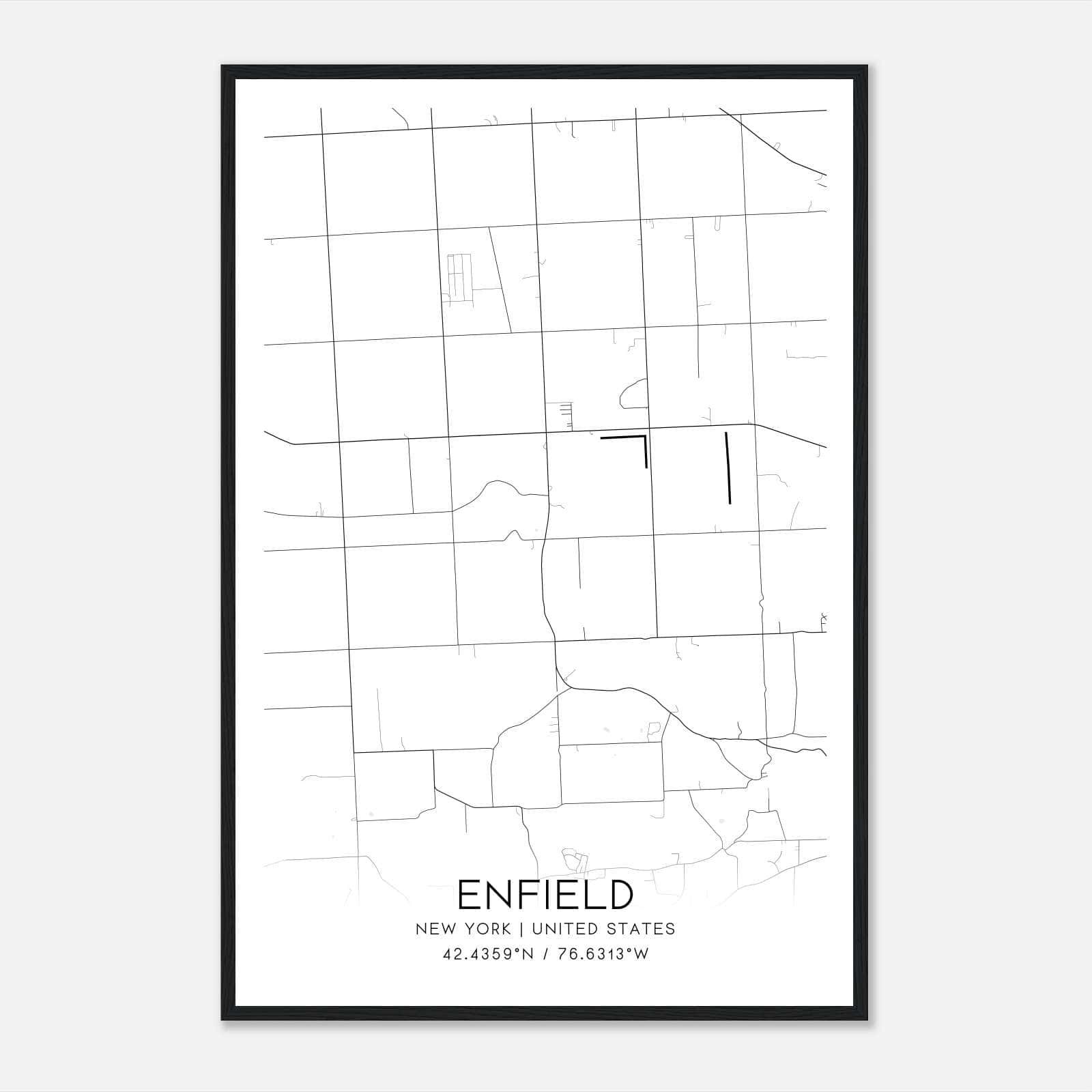 Enfield New York Map Poster, Modern Home Decor Wall Art Print Enfield New York Map Poster, Modern Home Decor Wall Art Print