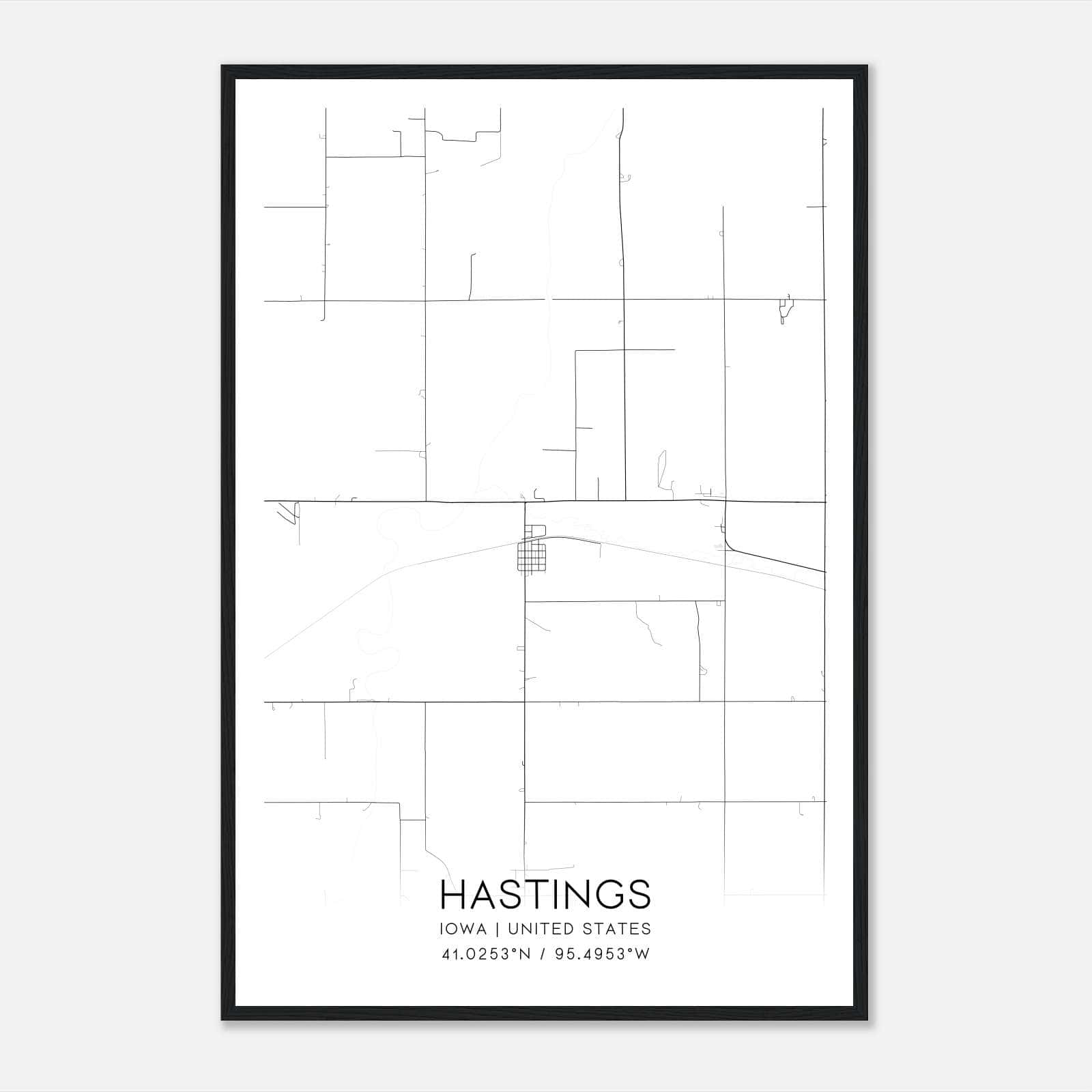 Hastings Iowa Map Poster, Modern Home Decor Wall Art Print Hastings Iowa Map Poster, Modern Home Decor Wall Art Print
