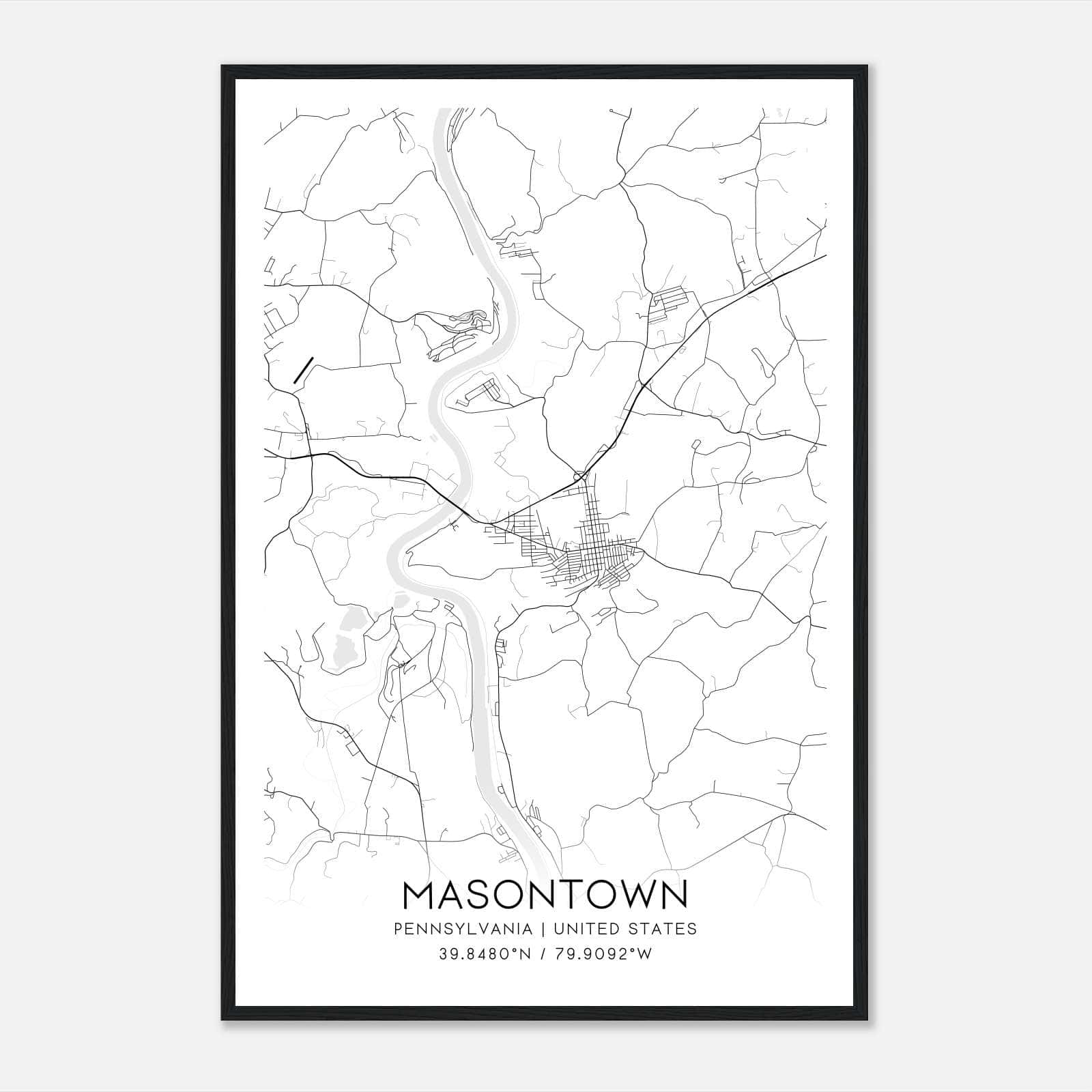 Masontown Pennsylvania Map Poster, Modern Home Decor Wall Art Print Masontown Pennsylvania Map Poster, Modern Home Decor Wall Art Print