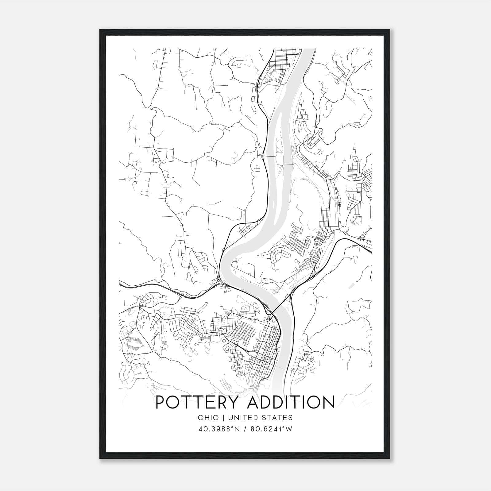 Pottery Addition Ohio Map Poster, Modern Home Decor Wall Art Print Pottery Addition Ohio Map Poster, Modern Home Decor Wall Art Print
