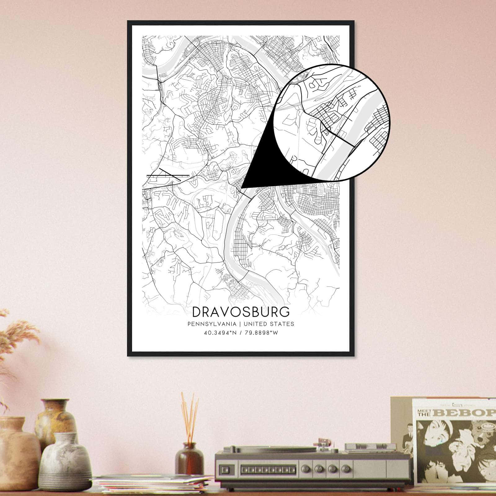 Deerfield Kansas Map Poster, Modern Home Decor Wall Art Print (Copy)