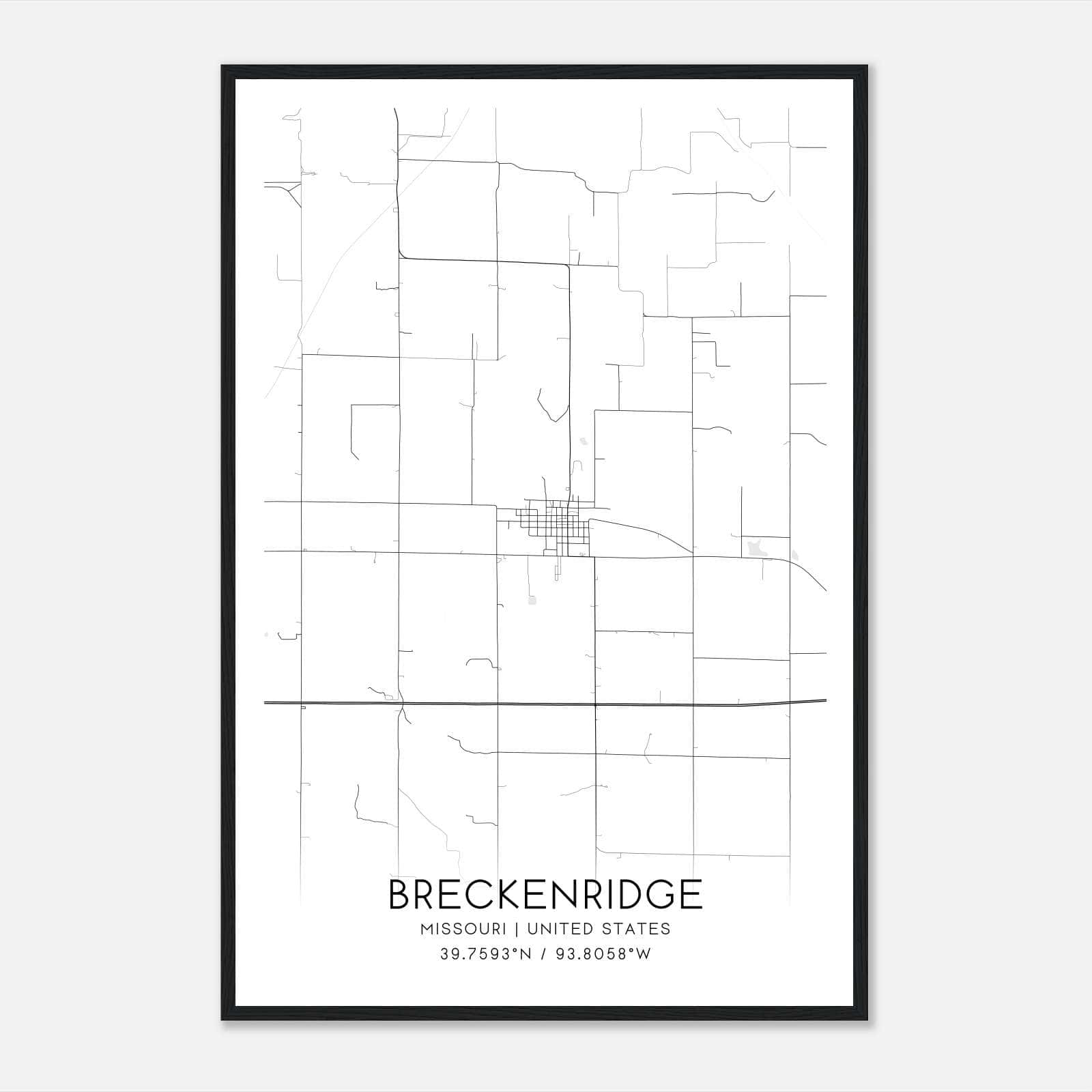 Breckenridge Missouri Map Poster, Modern Home Decor Wall Art Print Breckenridge Missouri Map Poster, Modern Home Decor Wall Art Print