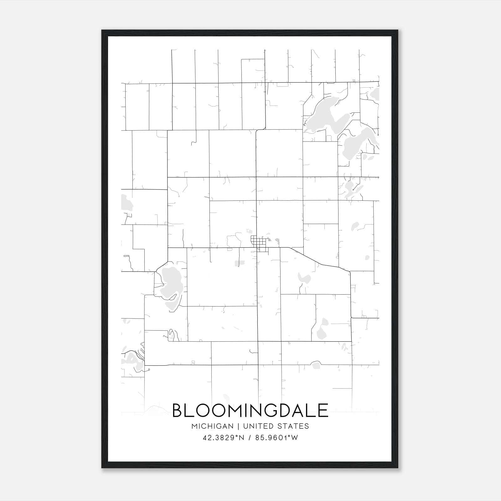 Bloomingdale Michigan Map Poster, Modern Home Decor Wall Art Print Bloomingdale Michigan Map Poster, Modern Home Decor Wall Art Print