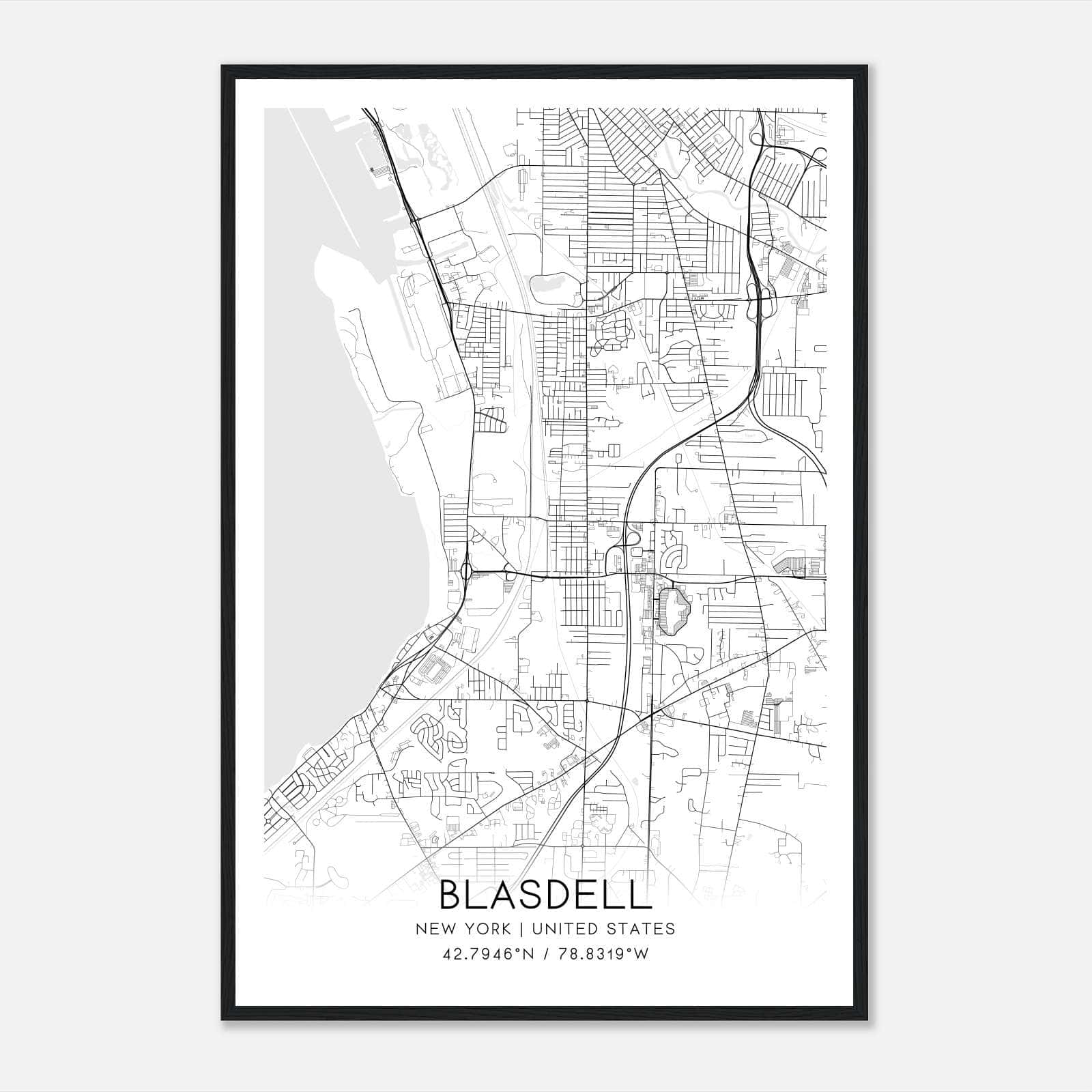 Blasdell New York Map Poster, Modern Home Decor Wall Art Print Blasdell New York Map Poster, Modern Home Decor Wall Art Print
