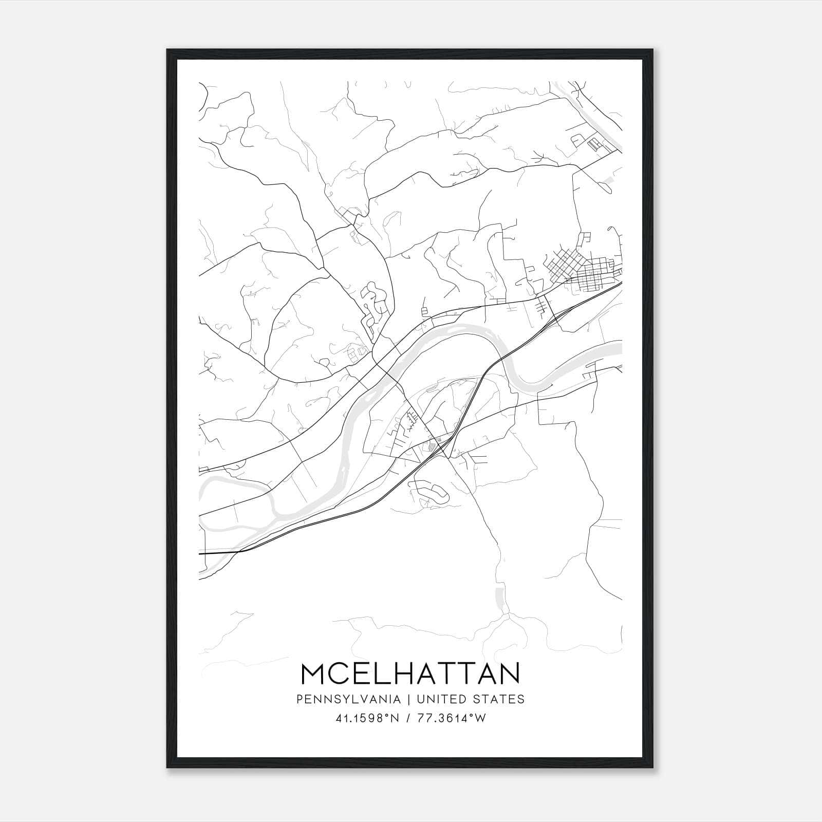 Mcelhattan Pennsylvania Map Poster, Modern Home Decor Wall Art Print Mcelhattan Pennsylvania Map Poster, Modern Home Decor Wall Art Print