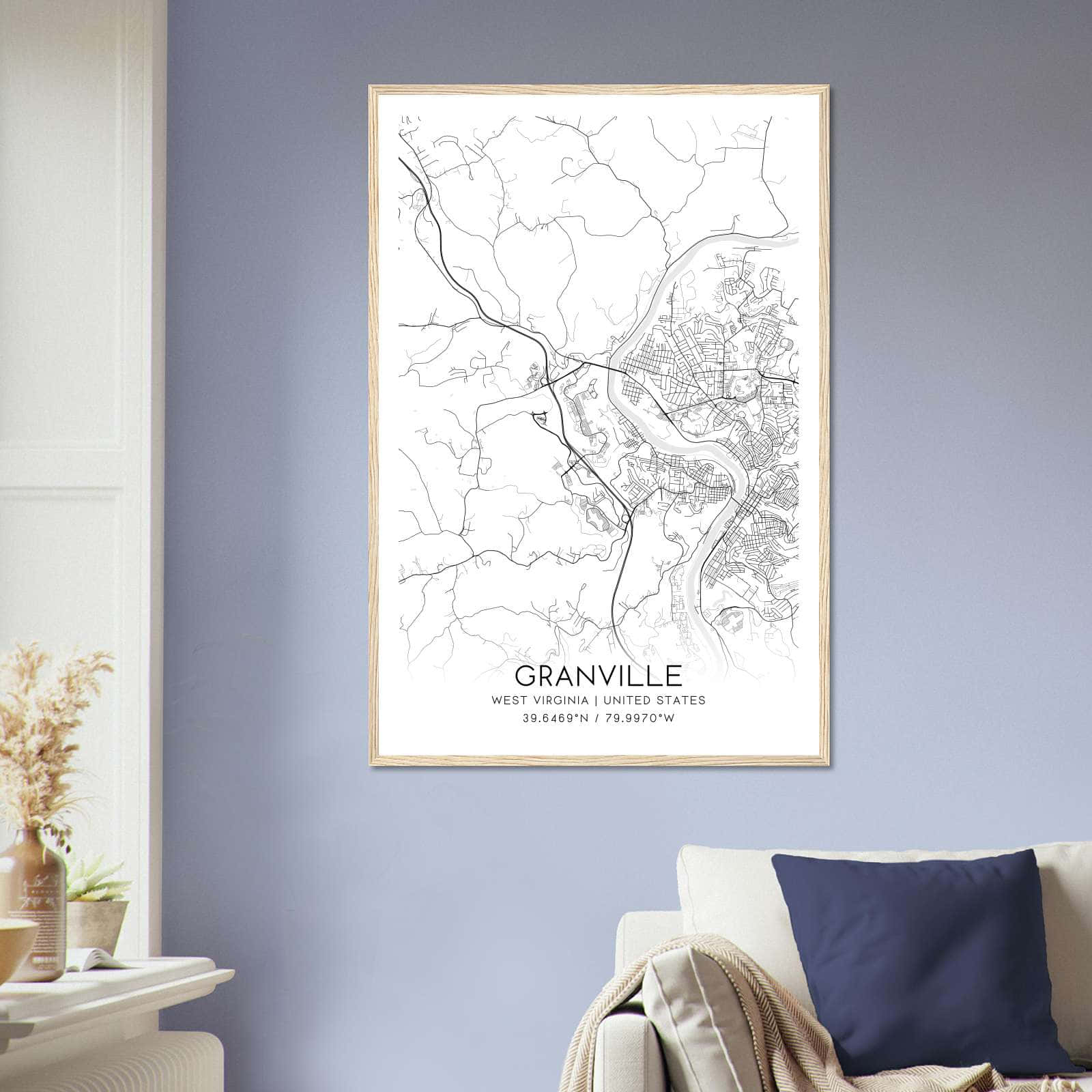 Deerfield Kansas Map Poster, Modern Home Decor Wall Art Print (Copy)