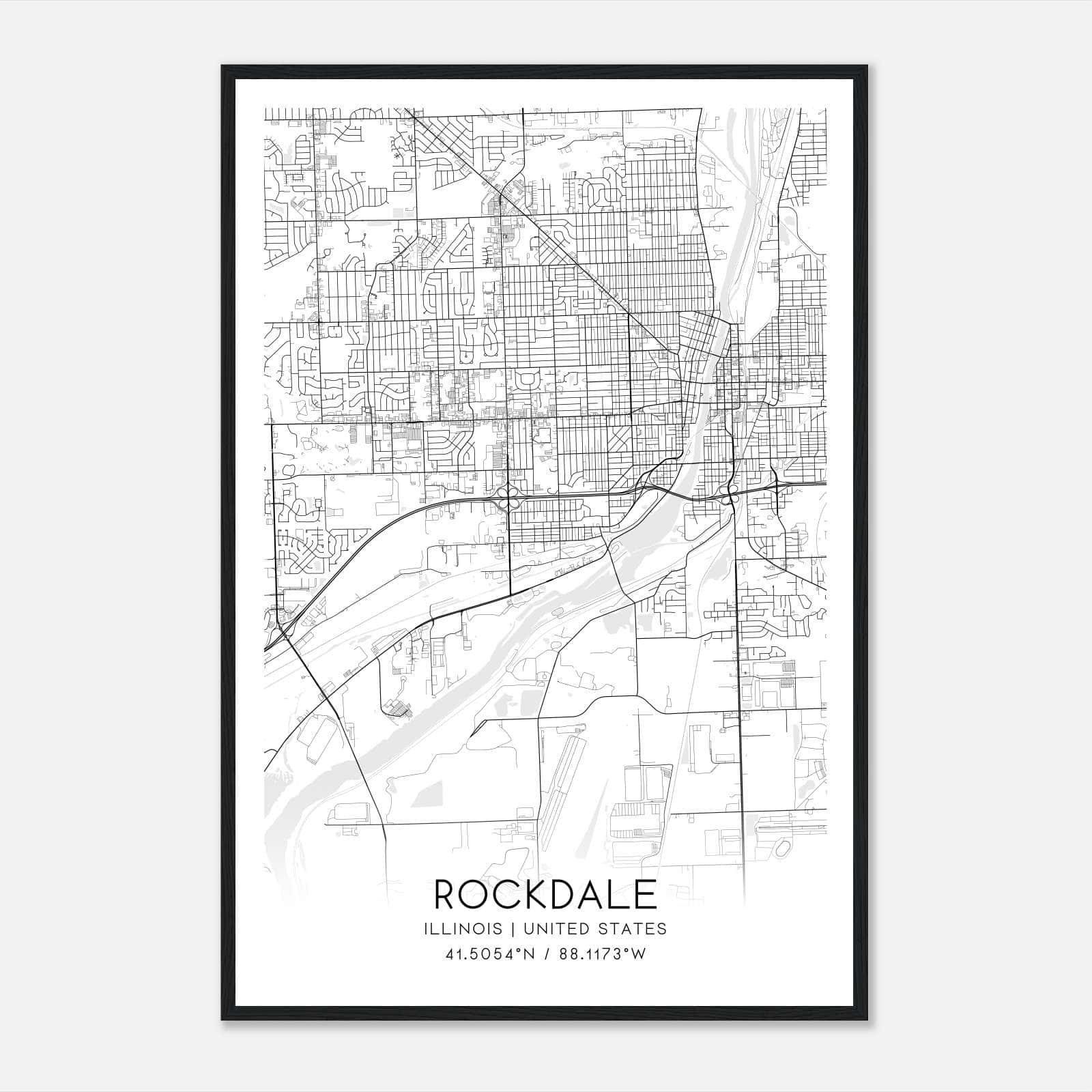 Rockdale Illinois Map Poster, Modern Home Decor Wall Art Print Rockdale Illinois Map Poster, Modern Home Decor Wall Art Print