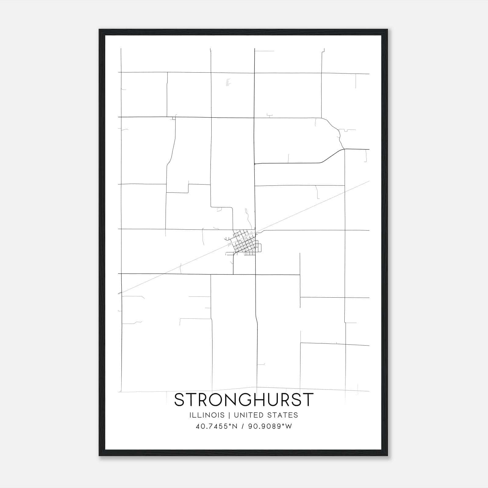 Stronghurst Illinois Map Poster, Modern Home Decor Wall Art Print Stronghurst Illinois Map Poster, Modern Home Decor Wall Art Print