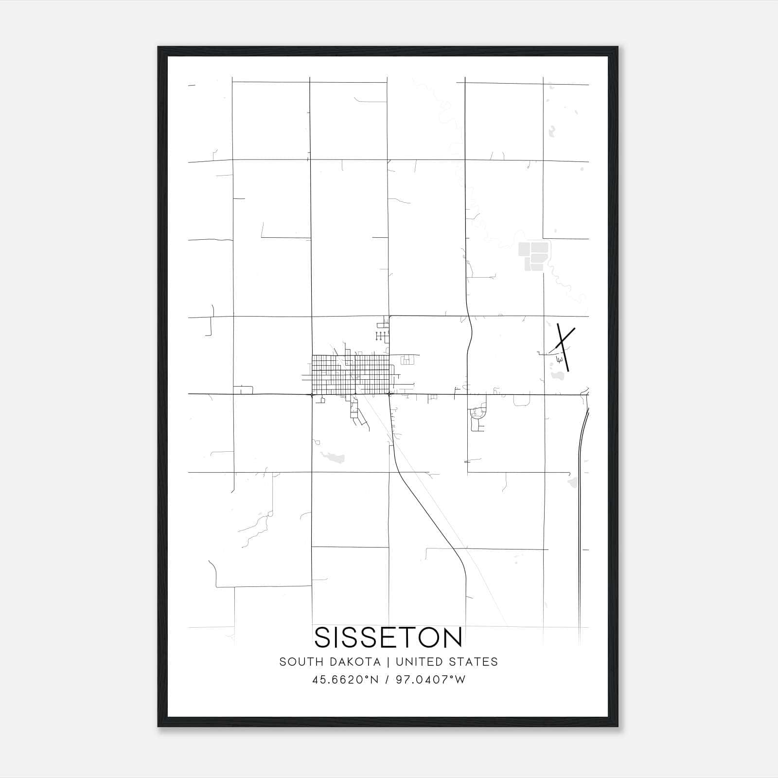 Sisseton South Dakota Map Poster, Modern Home Decor Wall Art Print Sisseton South Dakota Map Poster, Modern Home Decor Wall Art Print