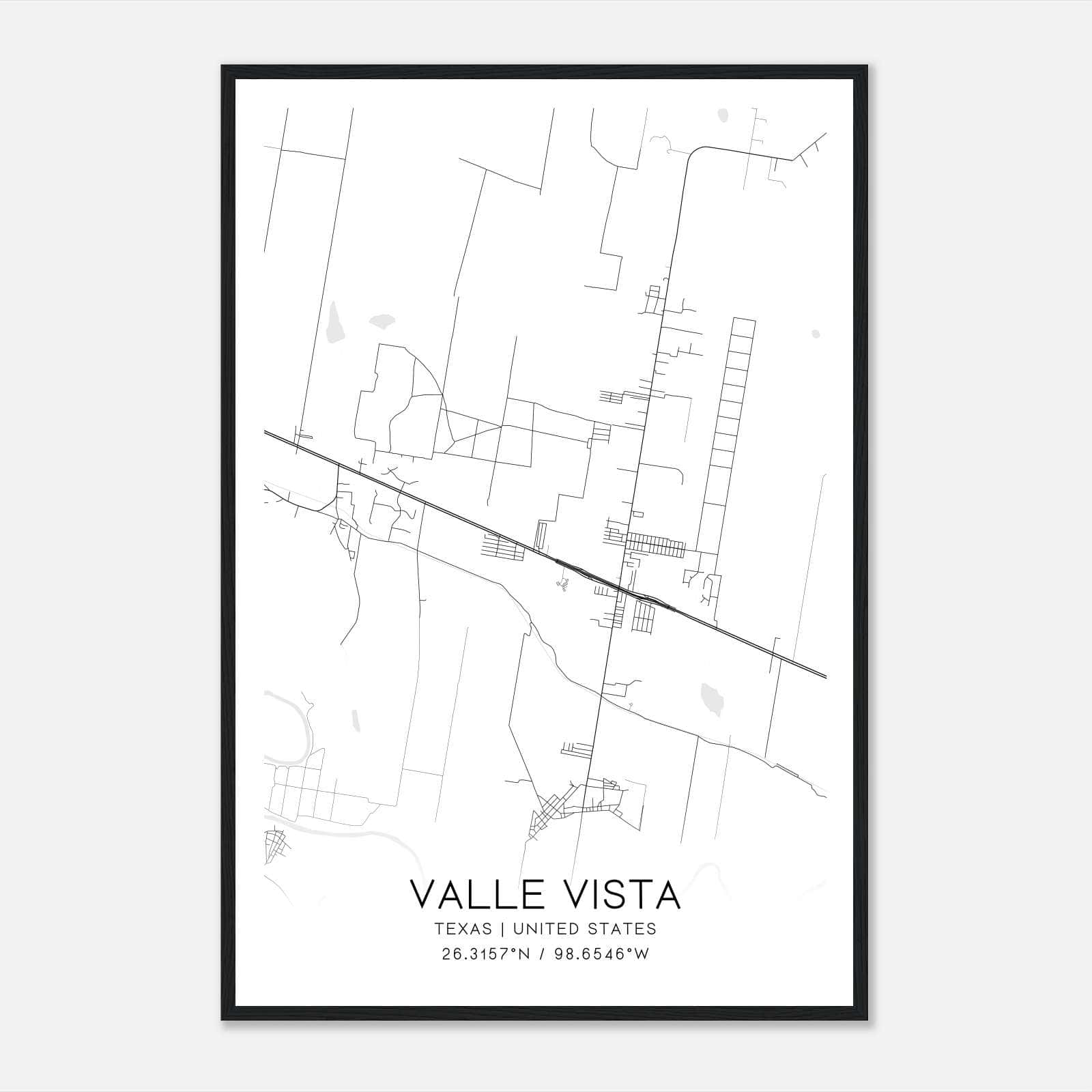 Valle Vista Texas Map Poster, Modern Home Decor Wall Art Print Valle Vista Texas Map Poster, Modern Home Decor Wall Art Print