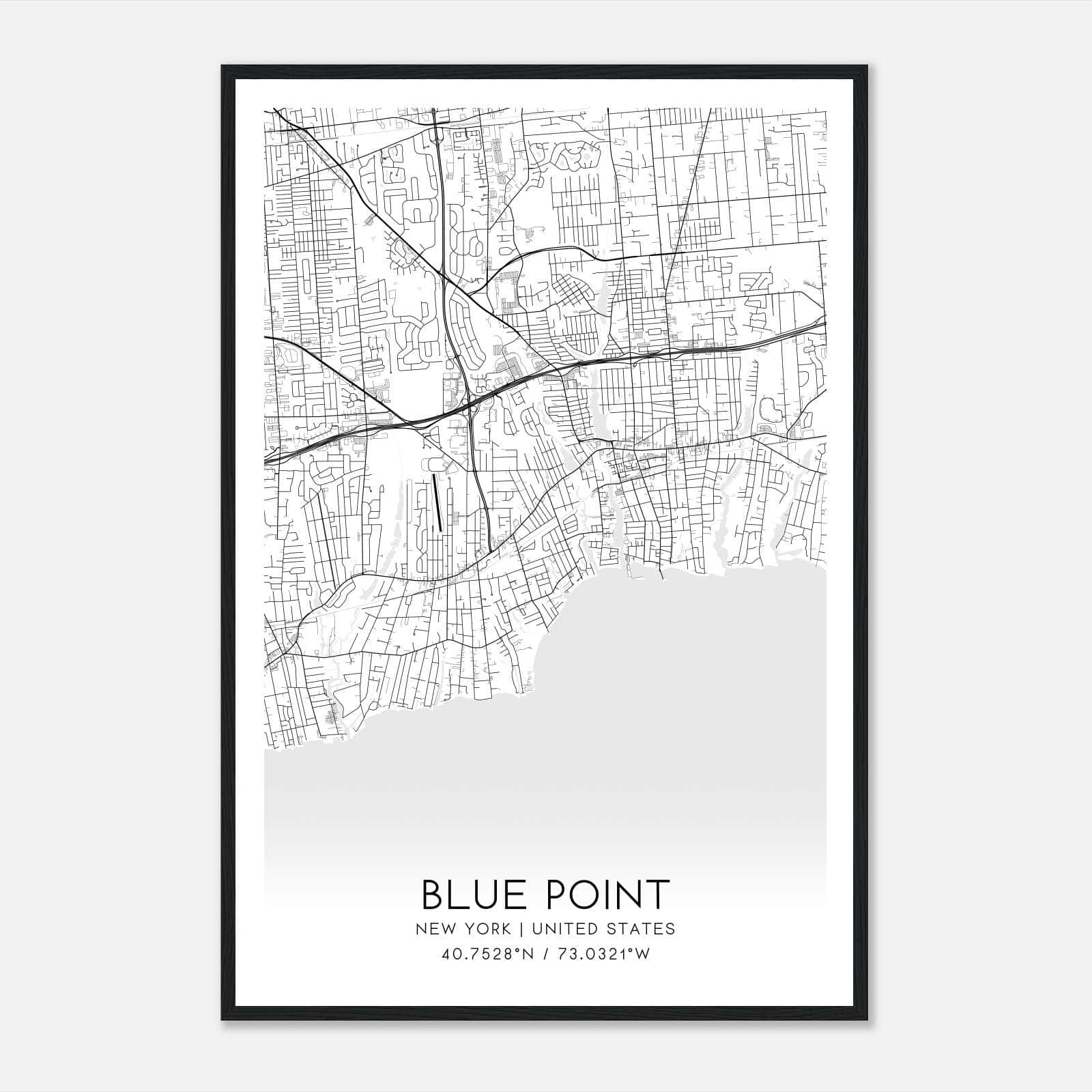 Blue Point New York Map Poster, Modern Home Decor Wall Art Print Blue Point New York Map Poster, Modern Home Decor Wall Art Print