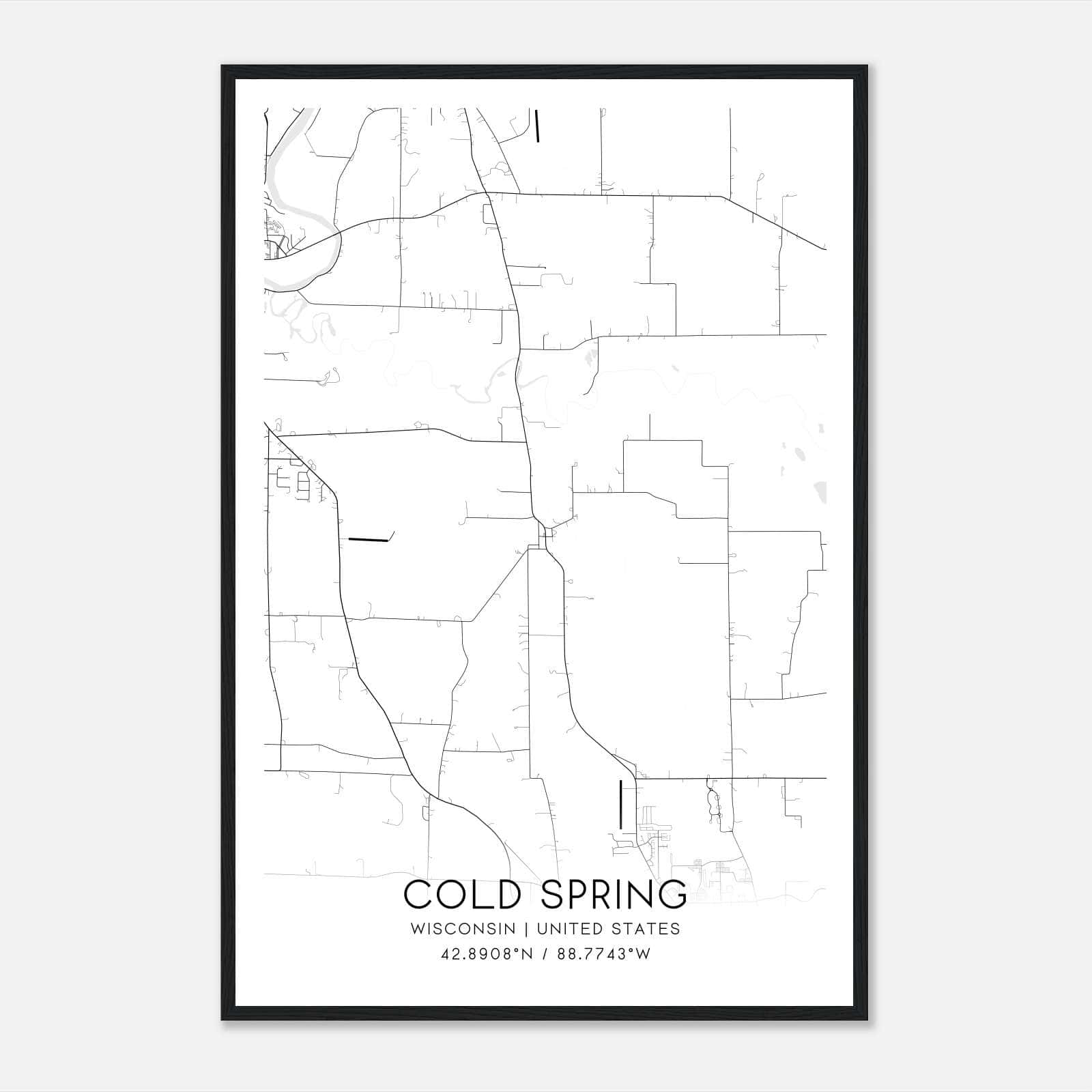 Cold Spring Wisconsin Map Poster, Modern Home Decor Wall Art Print Cold Spring Wisconsin Map Poster, Modern Home Decor Wall Art Print