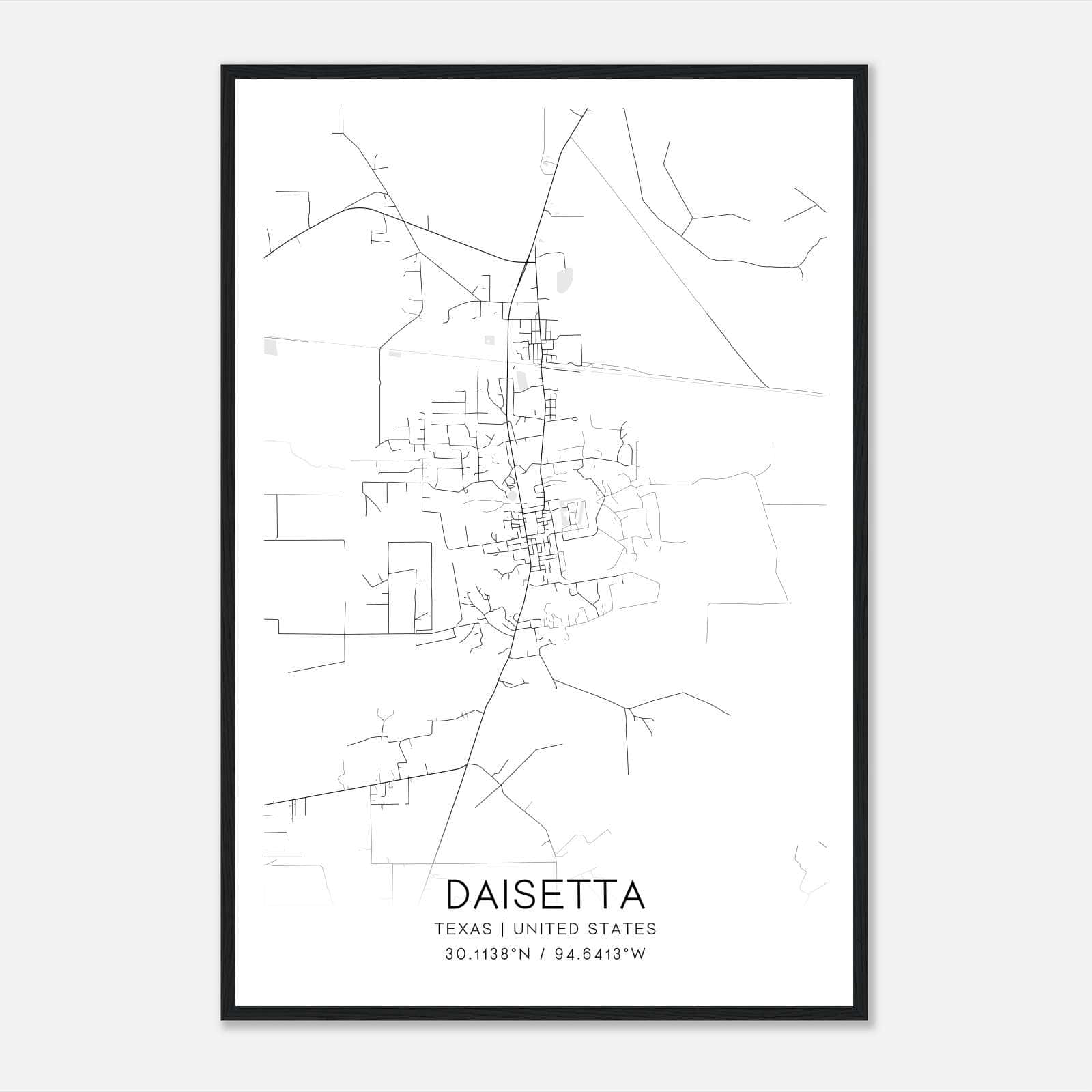 Daisetta Texas Map Poster, Modern Home Decor Wall Art Print Daisetta Texas Map Poster, Modern Home Decor Wall Art Print