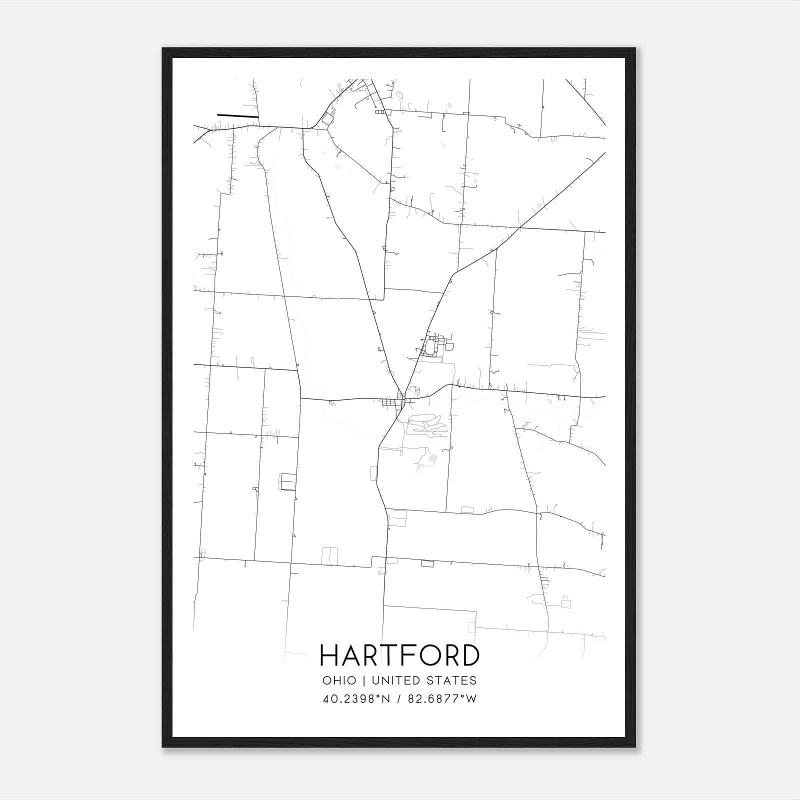 Hartford Ohio Map Poster, Modern Home Decor Wall Art Print Hartford Ohio Map Poster, Modern Home Decor Wall Art Print