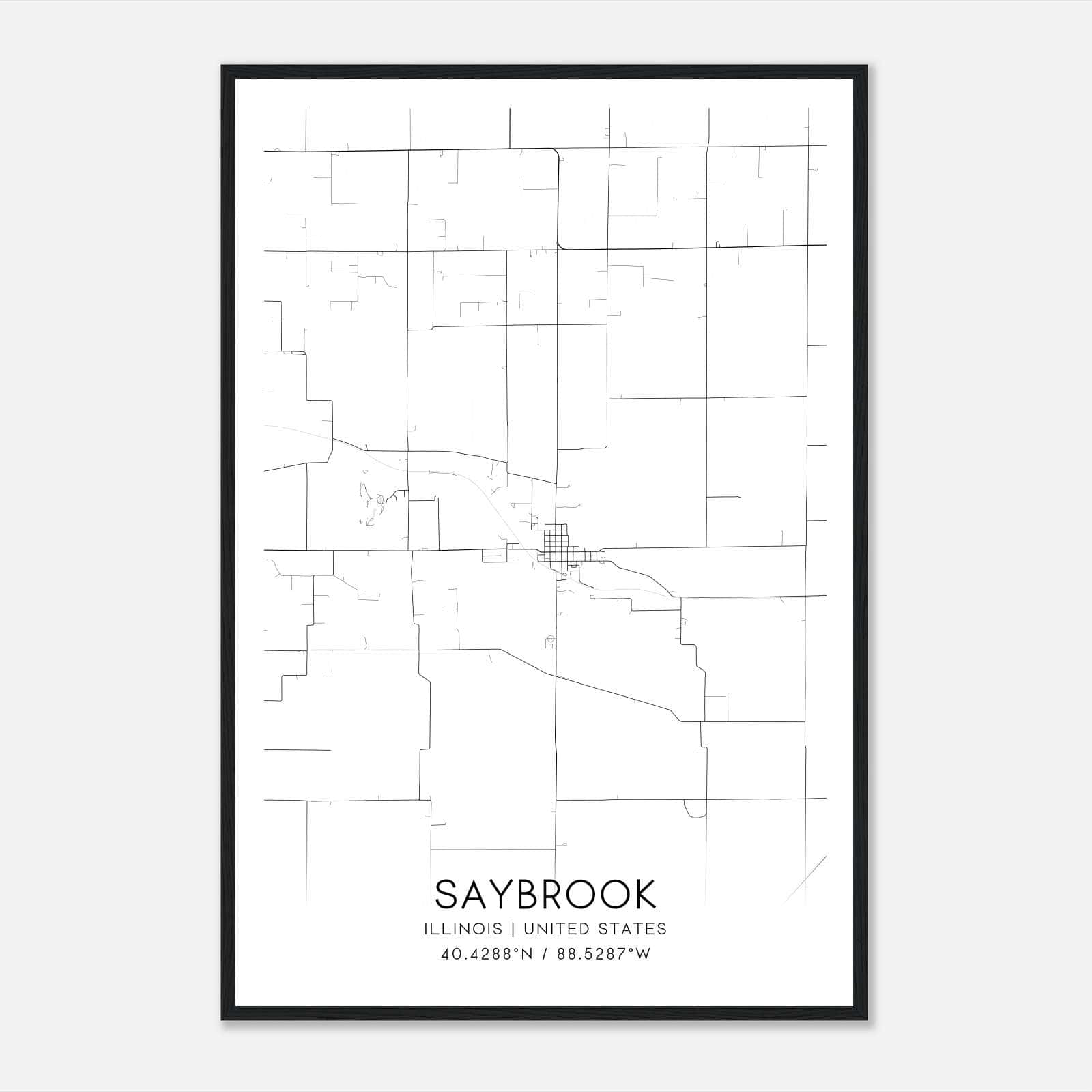Saybrook Illinois Map Poster, Modern Home Decor Wall Art Print Saybrook Illinois Map Poster, Modern Home Decor Wall Art Print