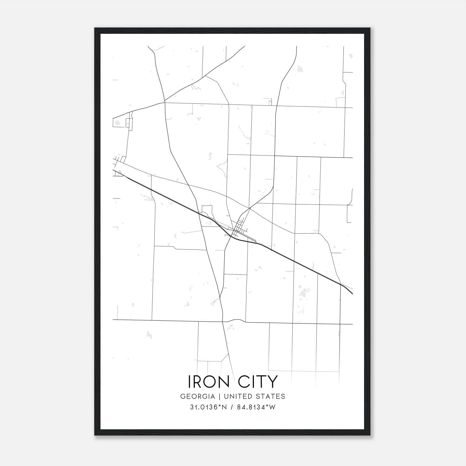 Iron City Georgia Map Poster, Modern Home Decor Wall Art Print Iron City Georgia Map Poster, Modern Home Decor Wall Art Print
