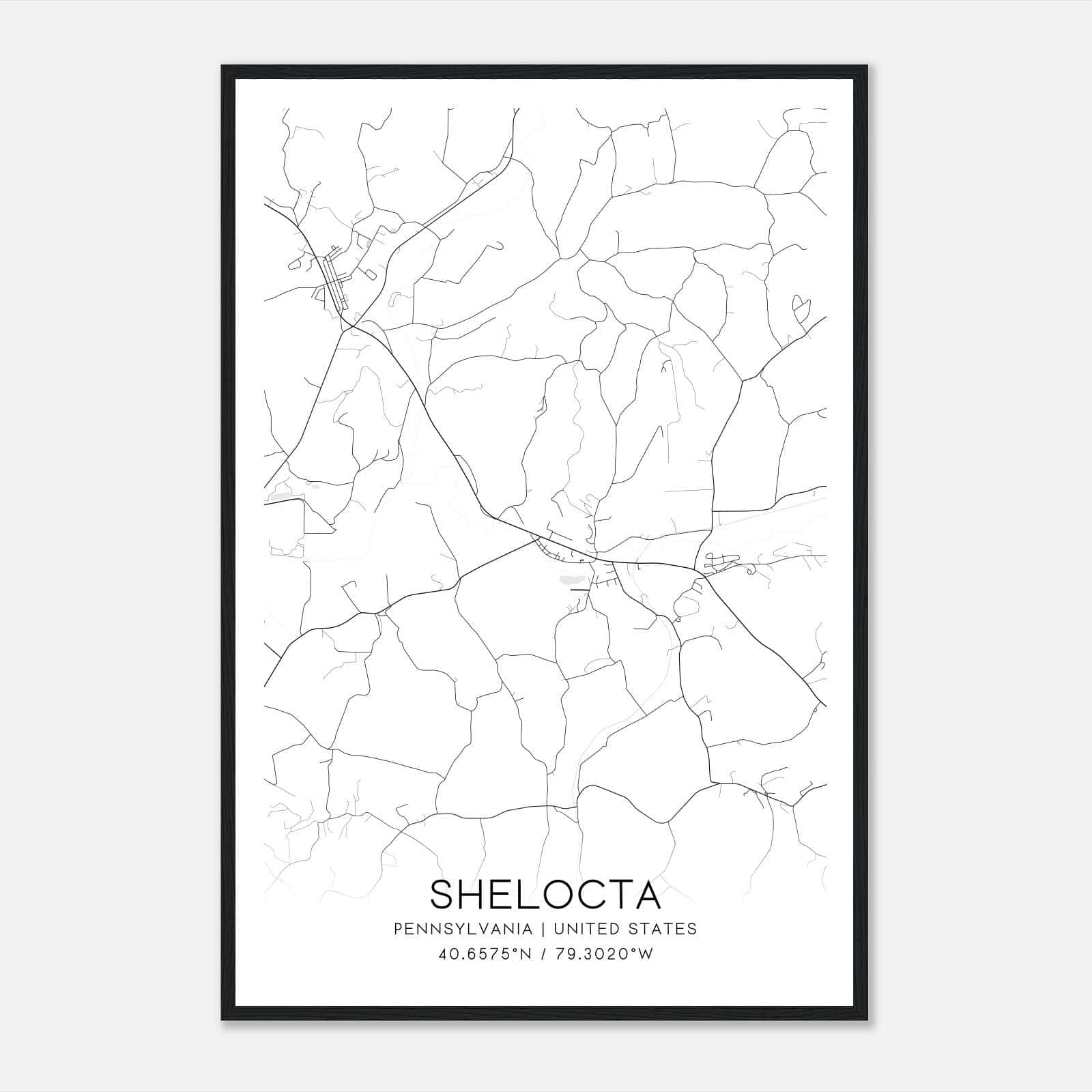 Shelocta Pennsylvania Map Poster, Modern Home Decor Wall Art Print Shelocta Pennsylvania Map Poster, Modern Home Decor Wall Art Print