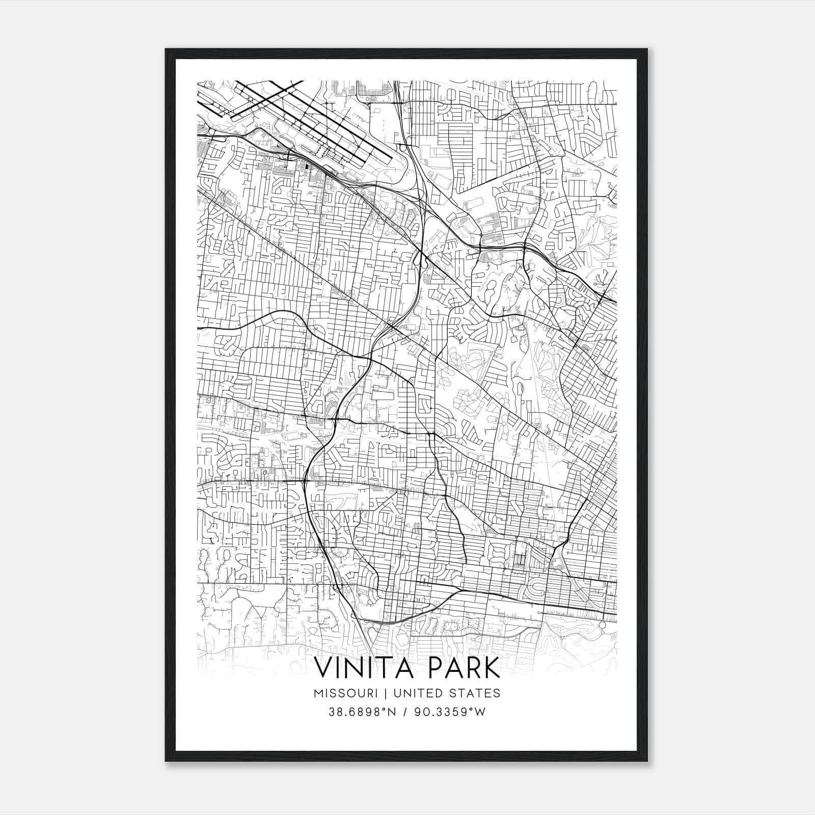 Vinita Park Missouri Map Poster, Modern Home Decor Wall Art Print Vinita Park Missouri Map Poster, Modern Home Decor Wall Art Print