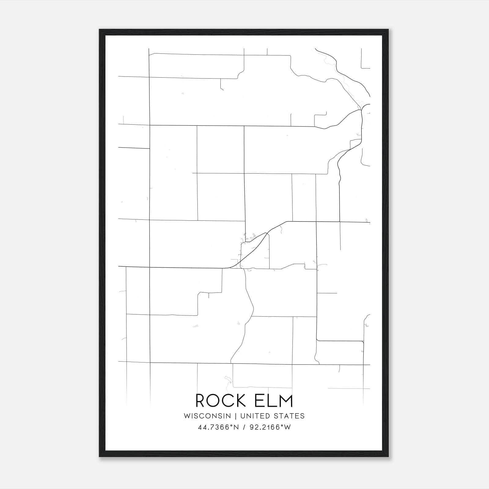 Rock Elm Wisconsin Map Poster, Modern Home Decor Wall Art Print Rock Elm Wisconsin Map Poster, Modern Home Decor Wall Art Print