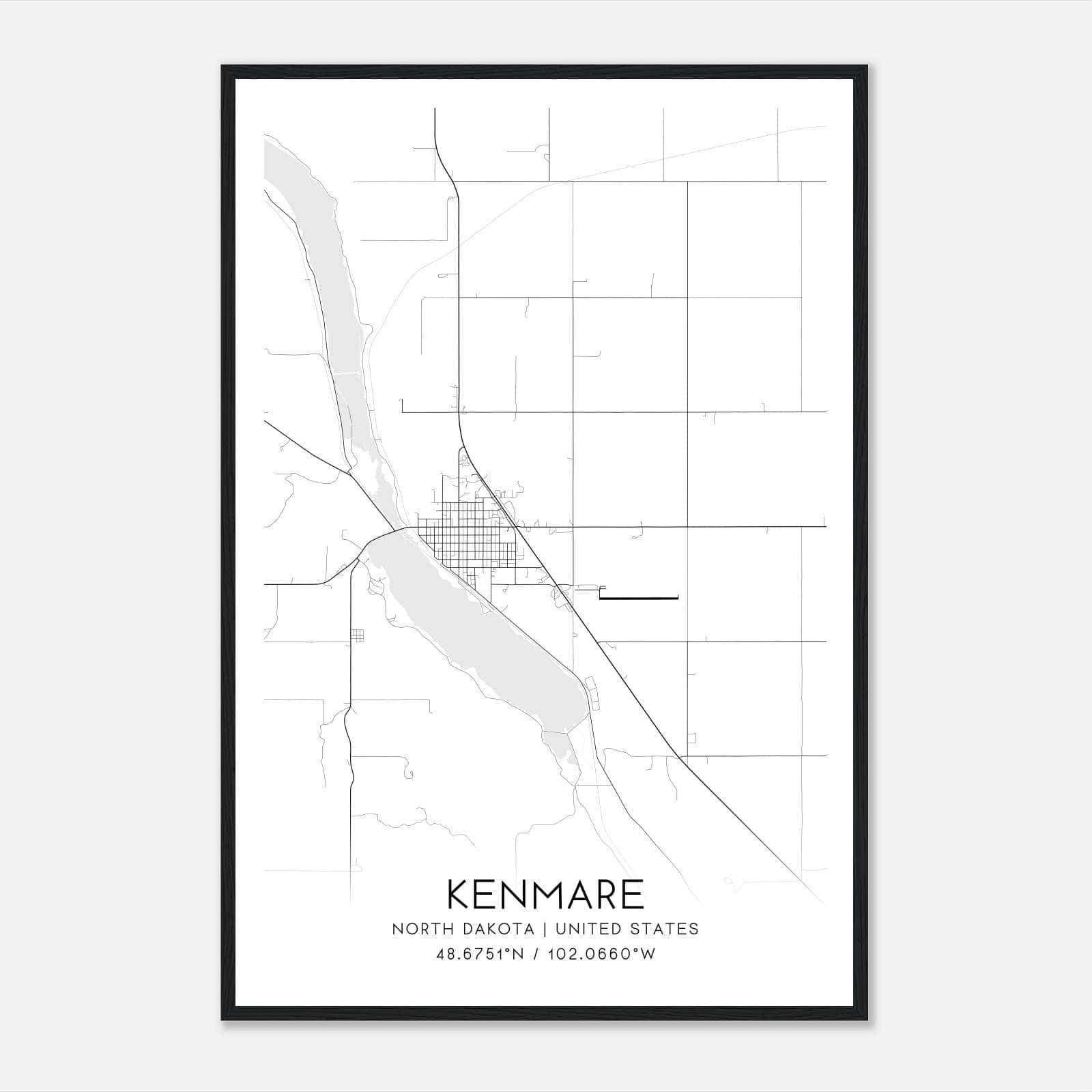 Kenmare North Dakota Map Poster, Modern Home Decor Wall Art Print Kenmare North Dakota Map Poster, Modern Home Decor Wall Art Print