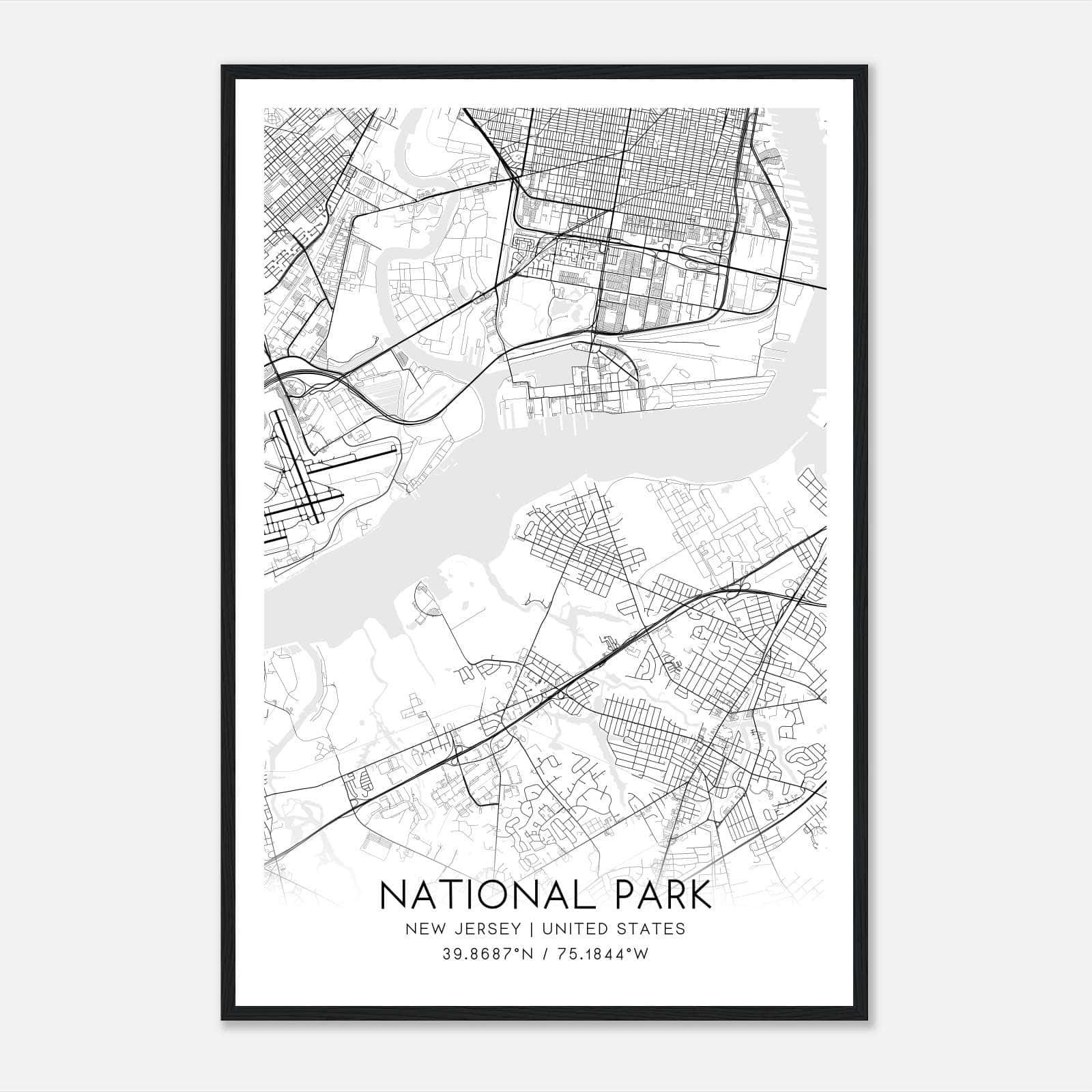 National Park New Jersey Map Poster, Modern Home Decor Wall Art Print National Park New Jersey Map Poster, Modern Home Decor Wall Art Print