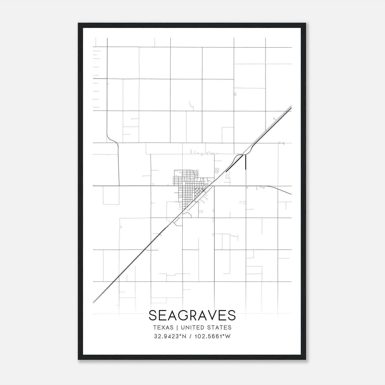 Seagraves Texas Map Poster, Modern Home Decor Wall Art Print Seagraves Texas Map Poster, Modern Home Decor Wall Art Print