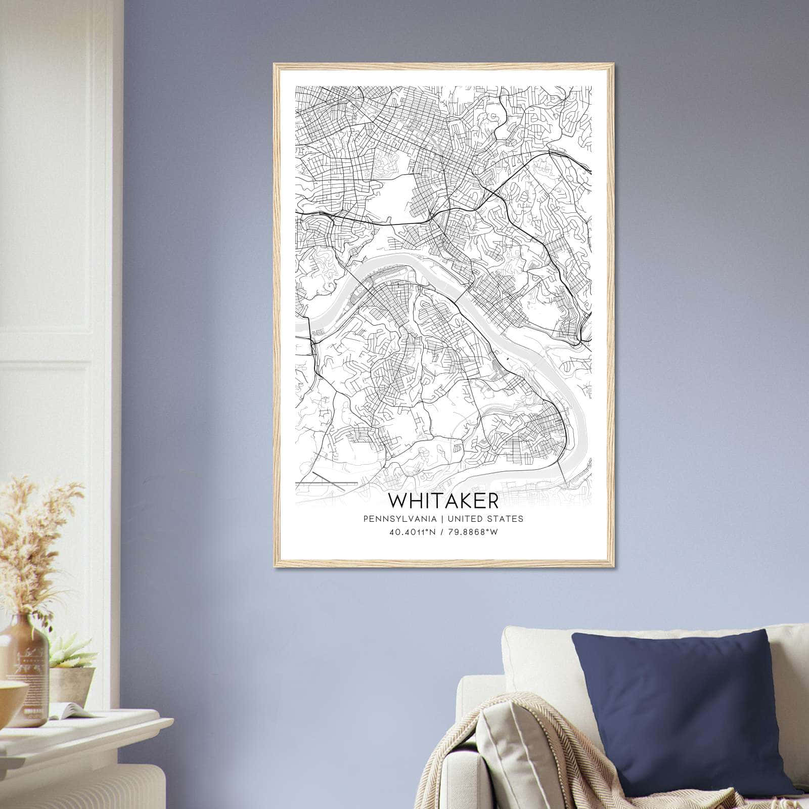 Deerfield Kansas Map Poster, Modern Home Decor Wall Art Print (Copy)