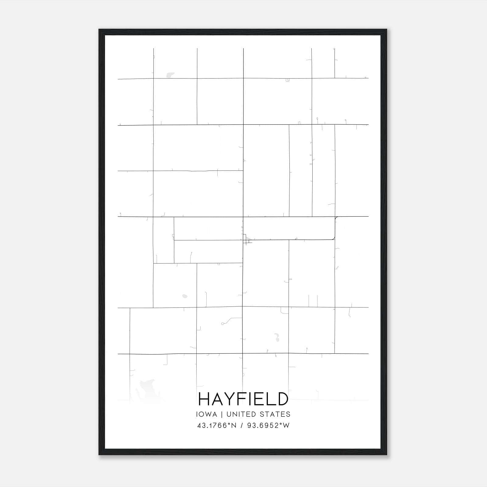 Hayfield Iowa Map Poster, Modern Home Decor Wall Art Print Hayfield Iowa Map Poster, Modern Home Decor Wall Art Print