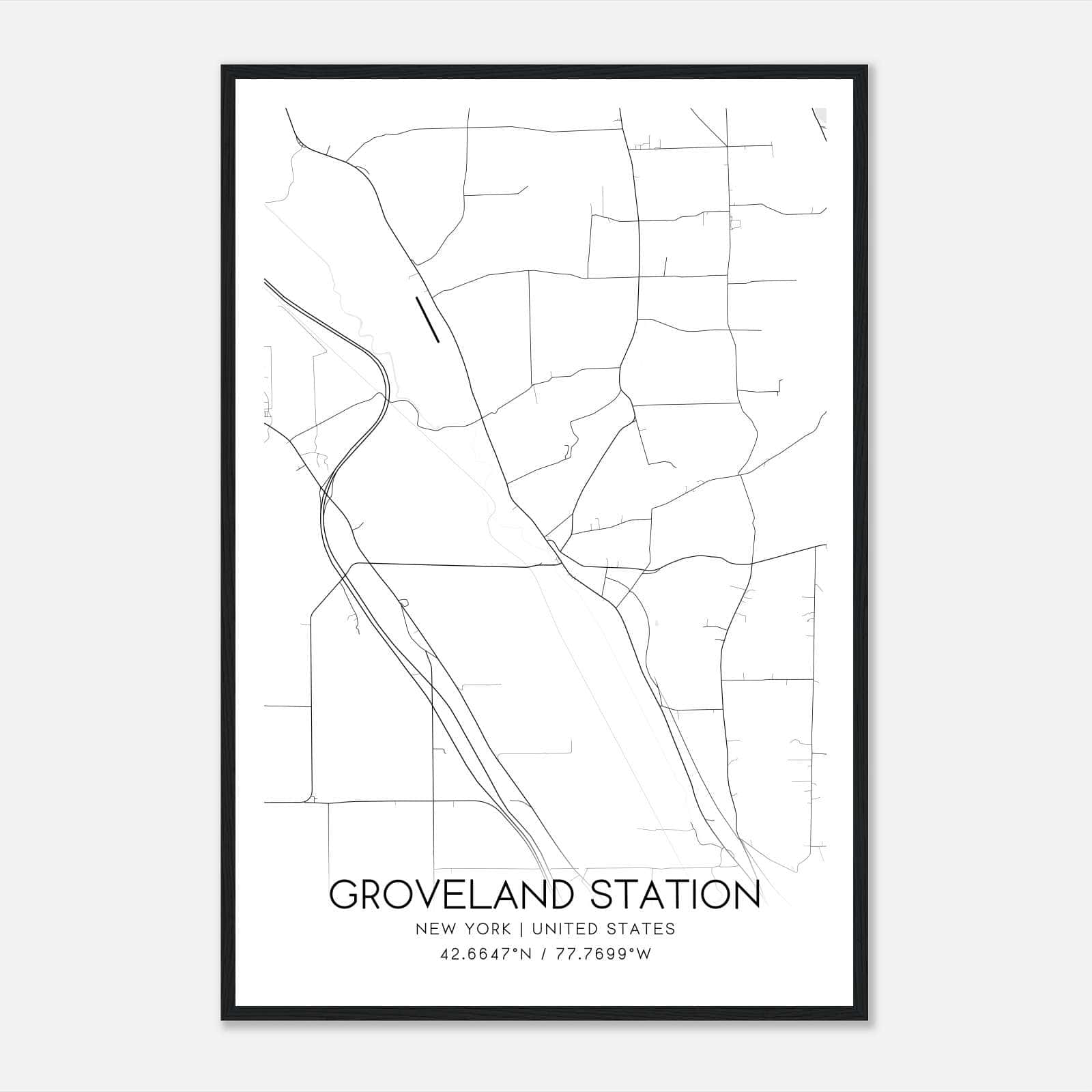 Groveland Station New York Map Poster, Modern Home Decor Wall Art Print Groveland Station New York Map Poster, Modern Home Decor Wall Art Print