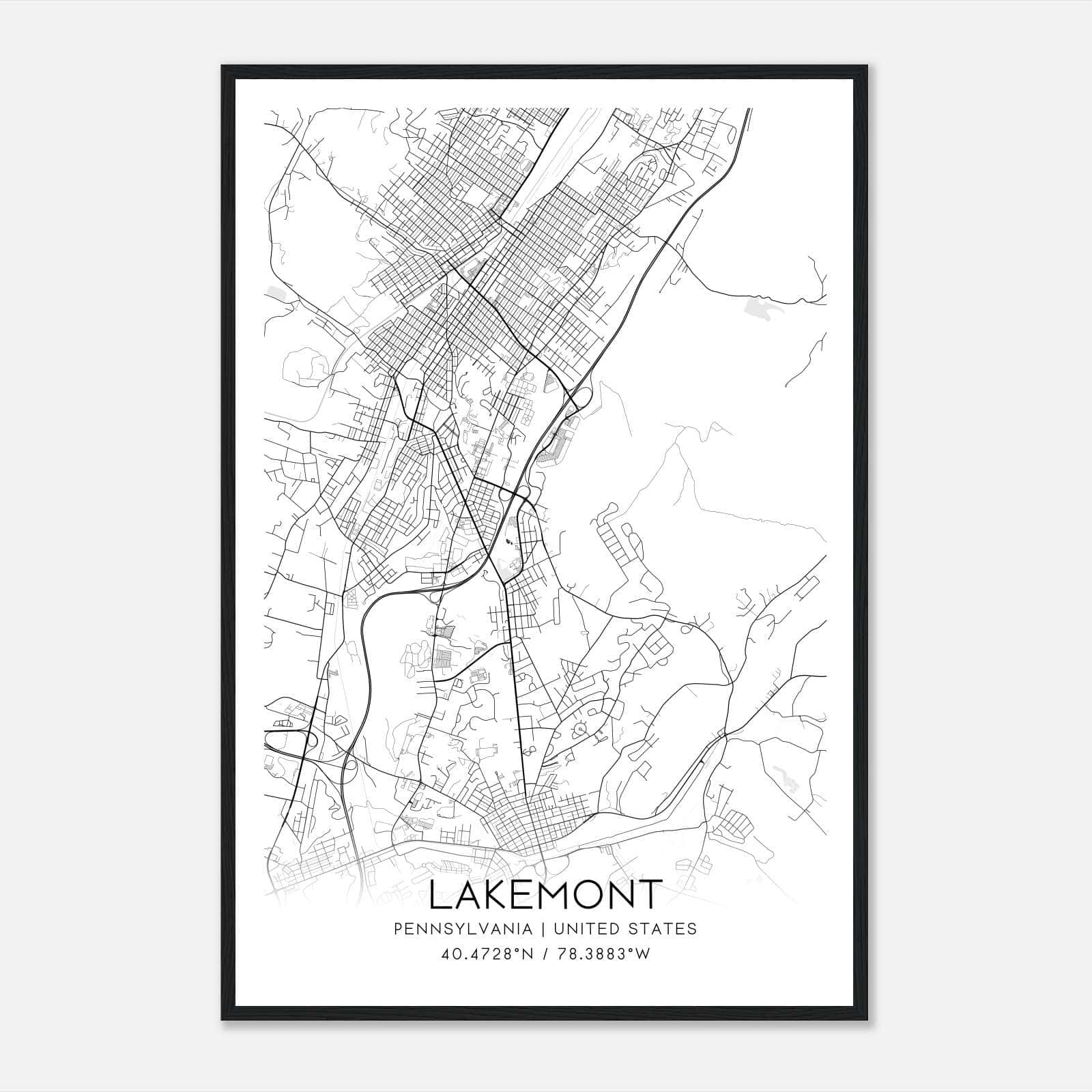Lakemont Pennsylvania Map Poster, Modern Home Decor Wall Art Print Lakemont Pennsylvania Map Poster, Modern Home Decor Wall Art Print