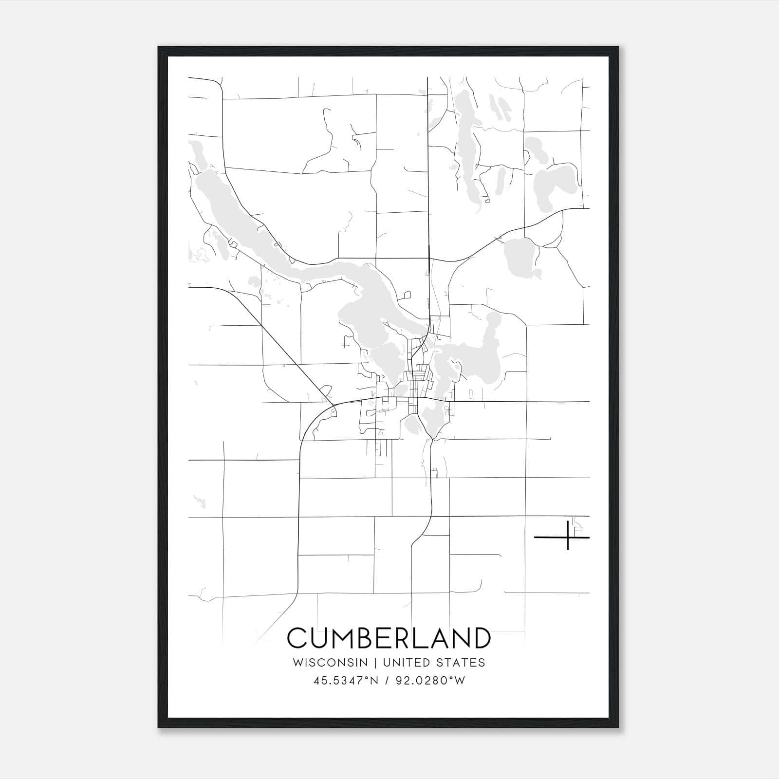 Cumberland Wisconsin Map Poster, Modern Home Decor Wall Art Print Cumberland Wisconsin Map Poster, Modern Home Decor Wall Art Print