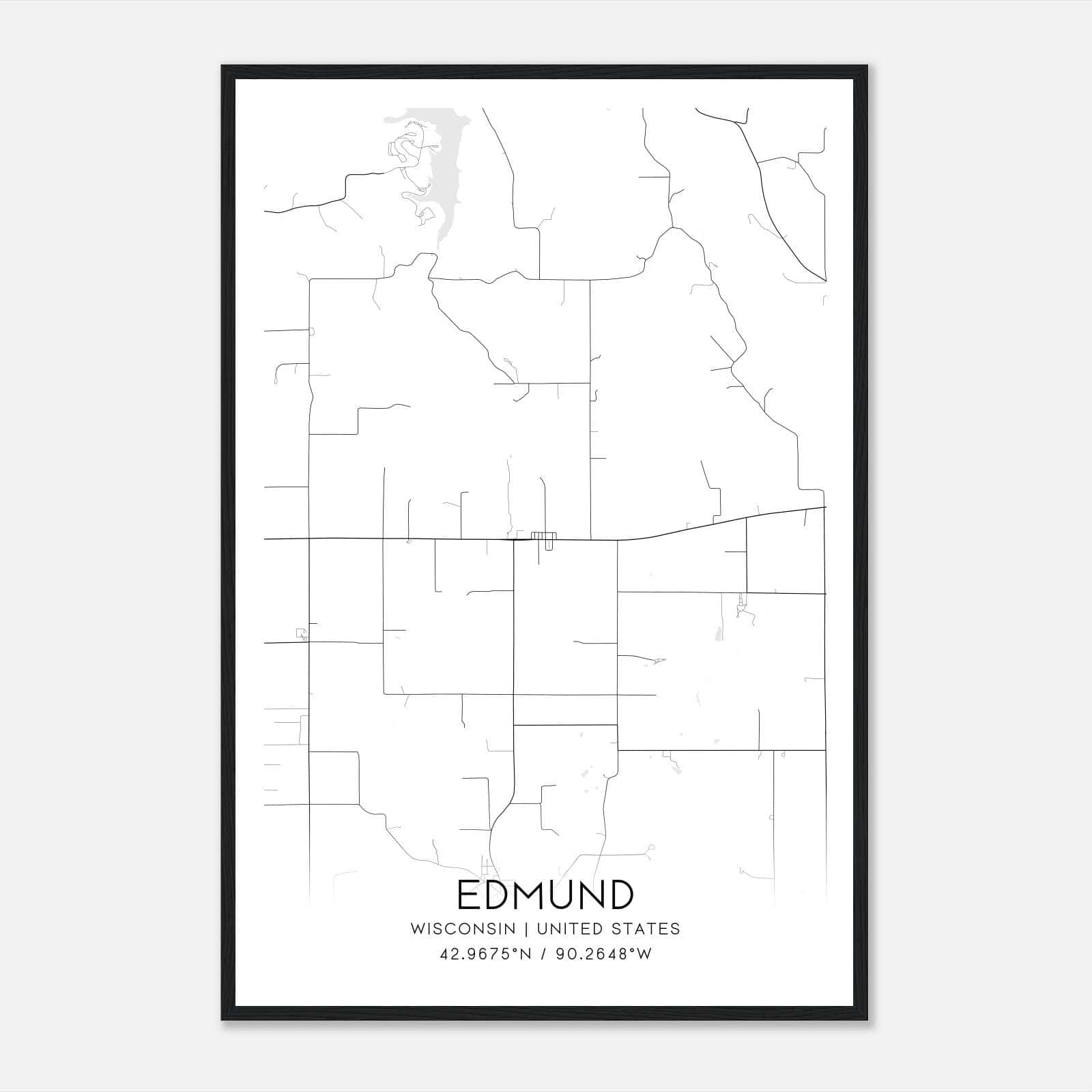 Edmund Wisconsin Map Poster, Modern Home Decor Wall Art Print Edmund Wisconsin Map Poster, Modern Home Decor Wall Art Print