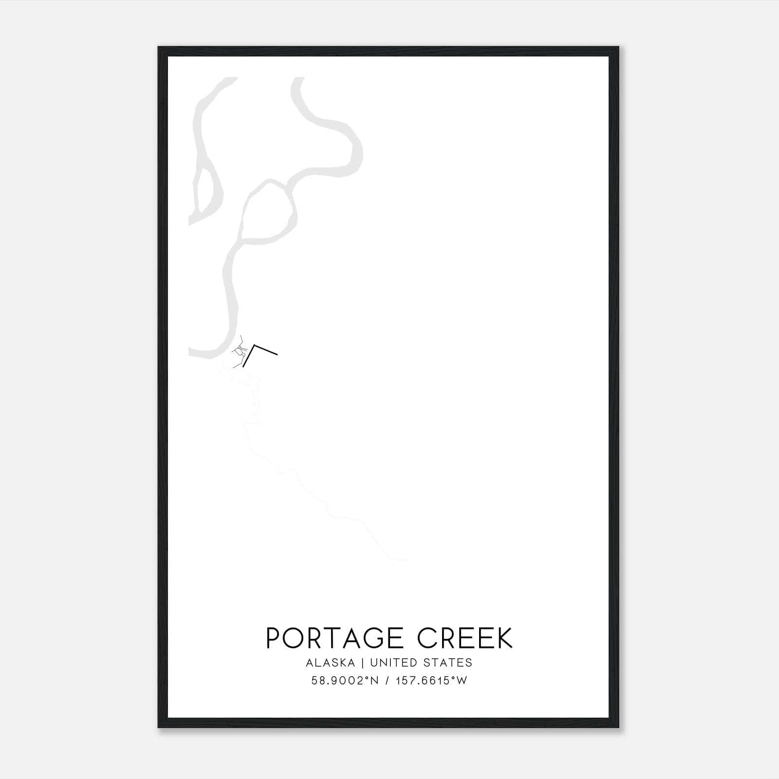 Portage Creek Alaska Map Poster, Modern Home Decor Wall Art Print Portage Creek Alaska Map Poster, Modern Home Decor Wall Art Print