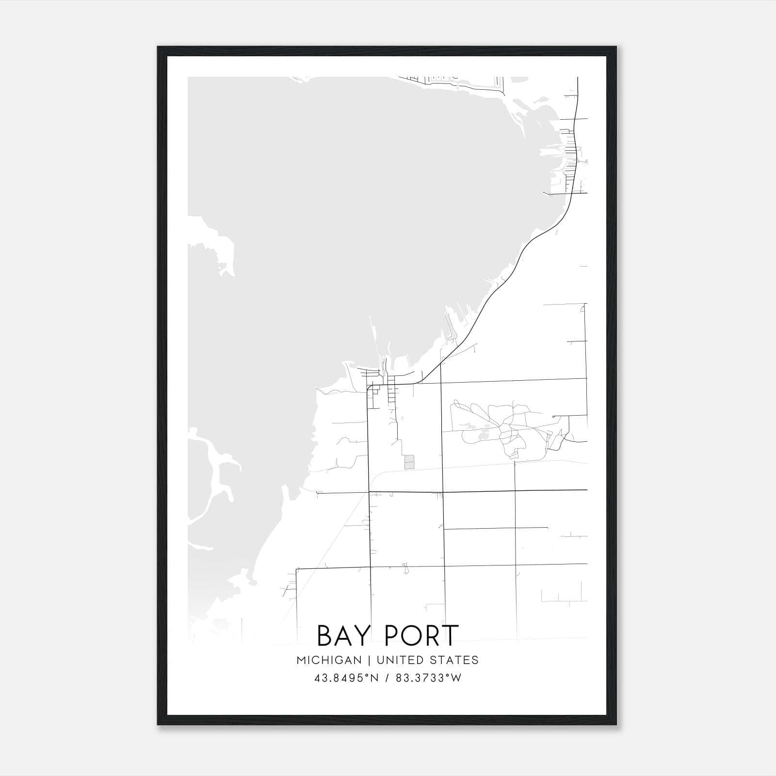 Bay Port Michigan Map Poster, Modern Home Decor Wall Art Print Bay Port Michigan Map Poster, Modern Home Decor Wall Art Print