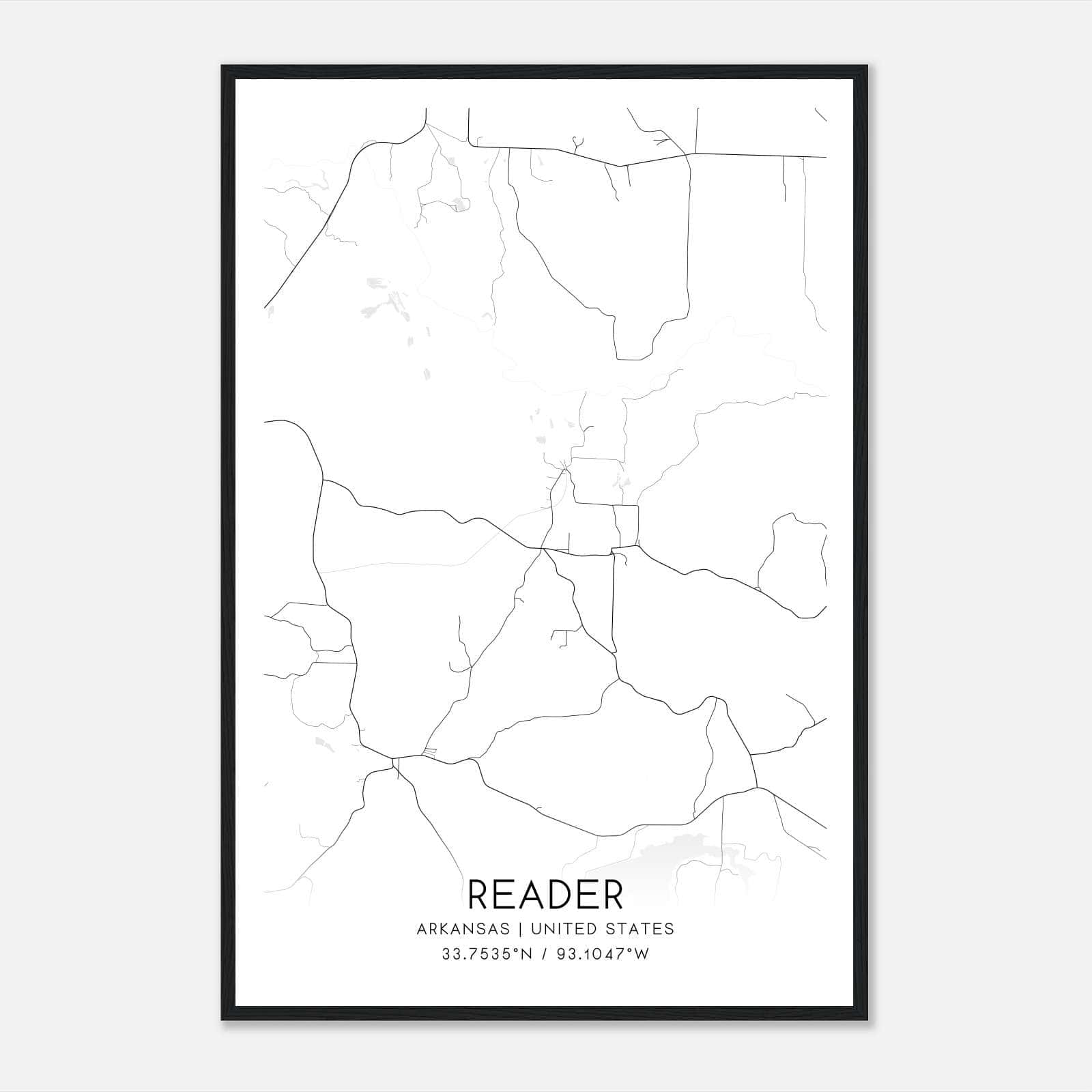 Reader Arkansas Map Poster, Modern Home Decor Wall Art Print Reader Arkansas Map Poster, Modern Home Decor Wall Art Print