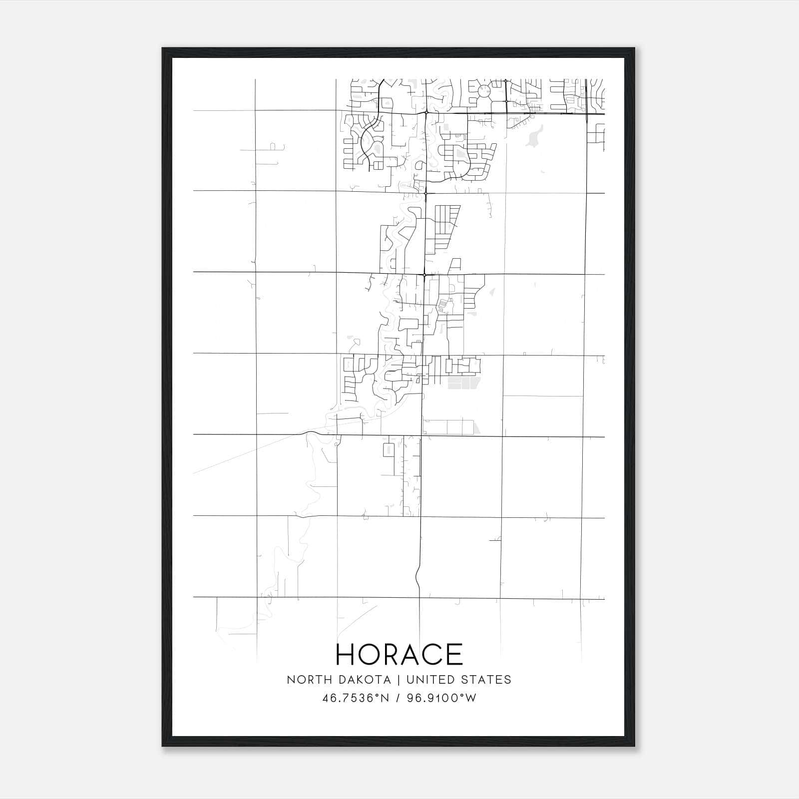 Horace North Dakota Map Poster, Modern Home Decor Wall Art Print Horace North Dakota Map Poster, Modern Home Decor Wall Art Print