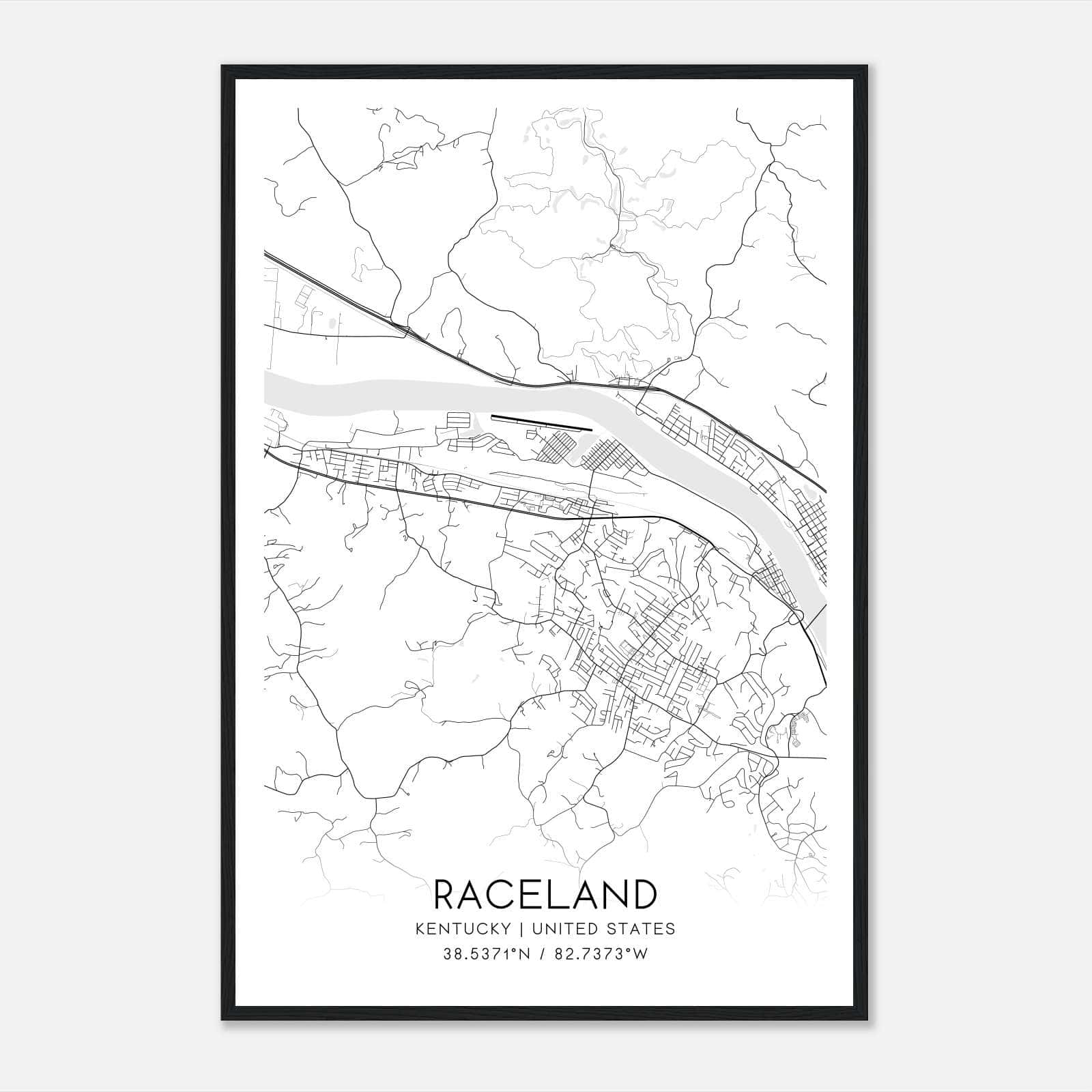 Raceland Kentucky Map Poster, Modern Home Decor Wall Art Print Raceland Kentucky Map Poster, Modern Home Decor Wall Art Print