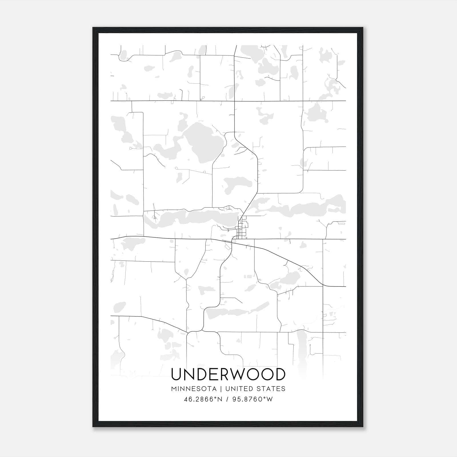 Underwood Minnesota Map Poster, Modern Home Decor Wall Art Print Underwood Minnesota Map Poster, Modern Home Decor Wall Art Print