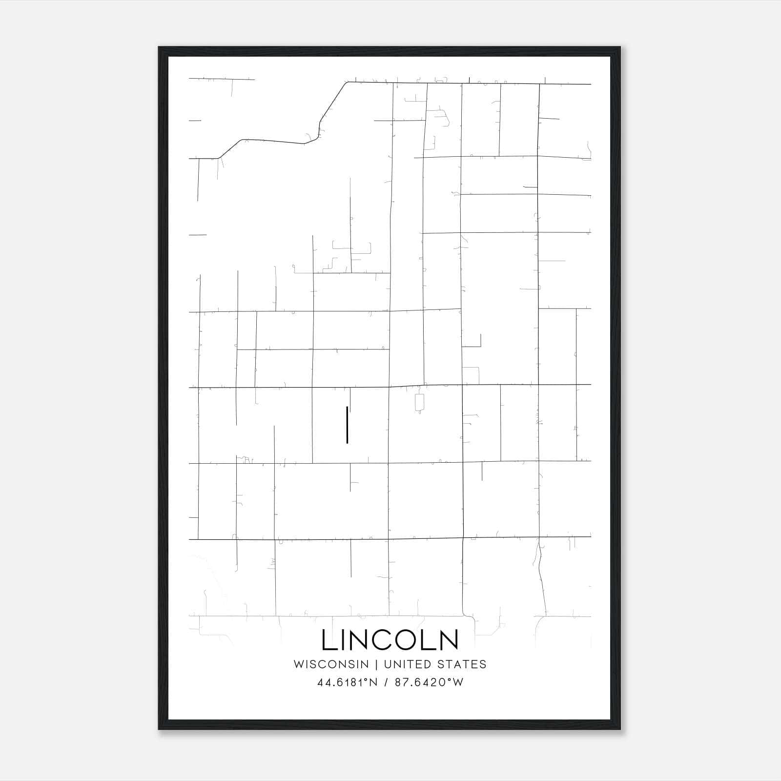 Lincoln Wisconsin Map Poster, Modern Home Decor Wall Art Print Lincoln Wisconsin Map Poster, Modern Home Decor Wall Art Print